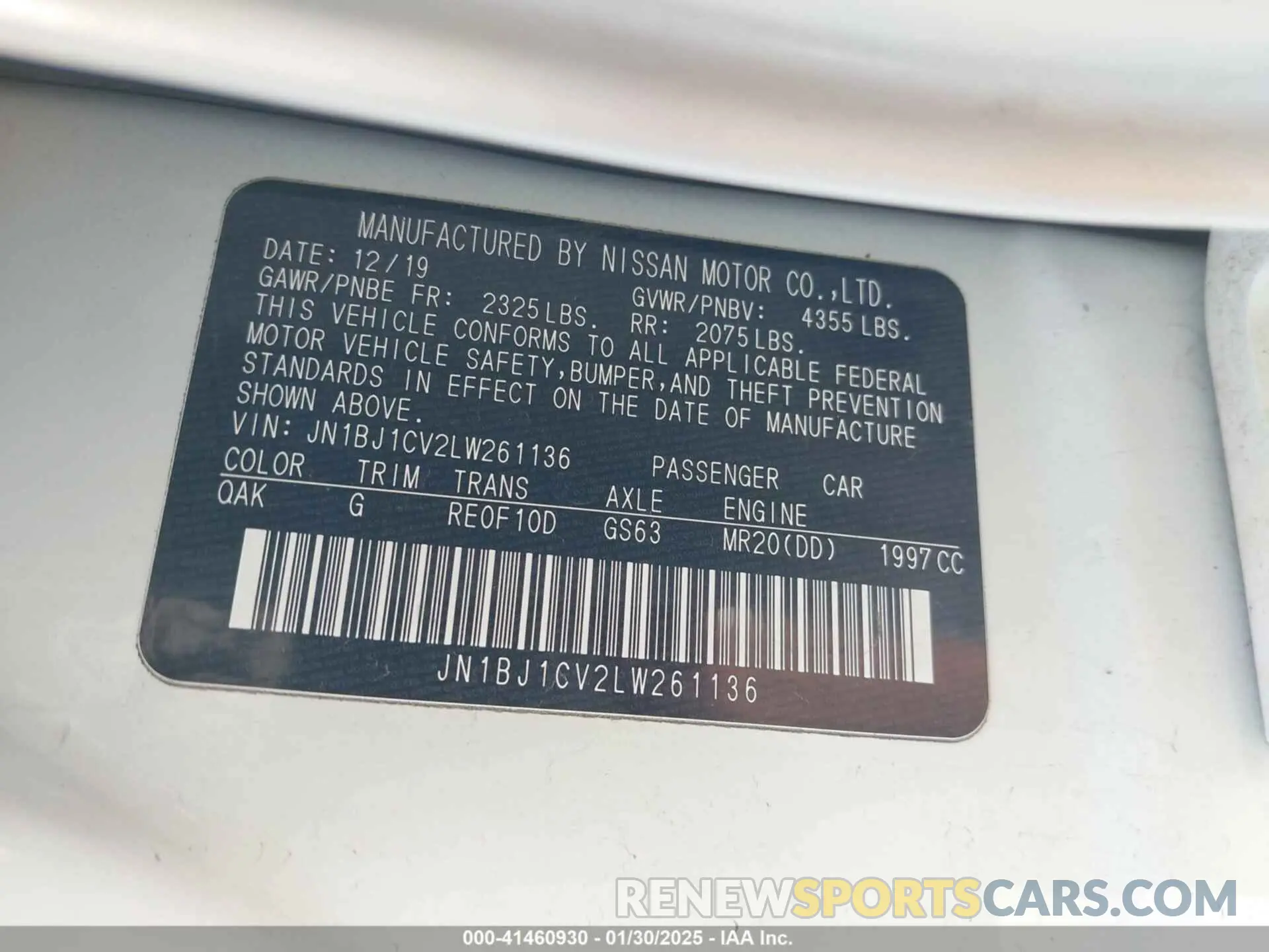 9 Photograph of a damaged car JN1BJ1CV2LW261136 NISSAN ROGUE SPORT 2020