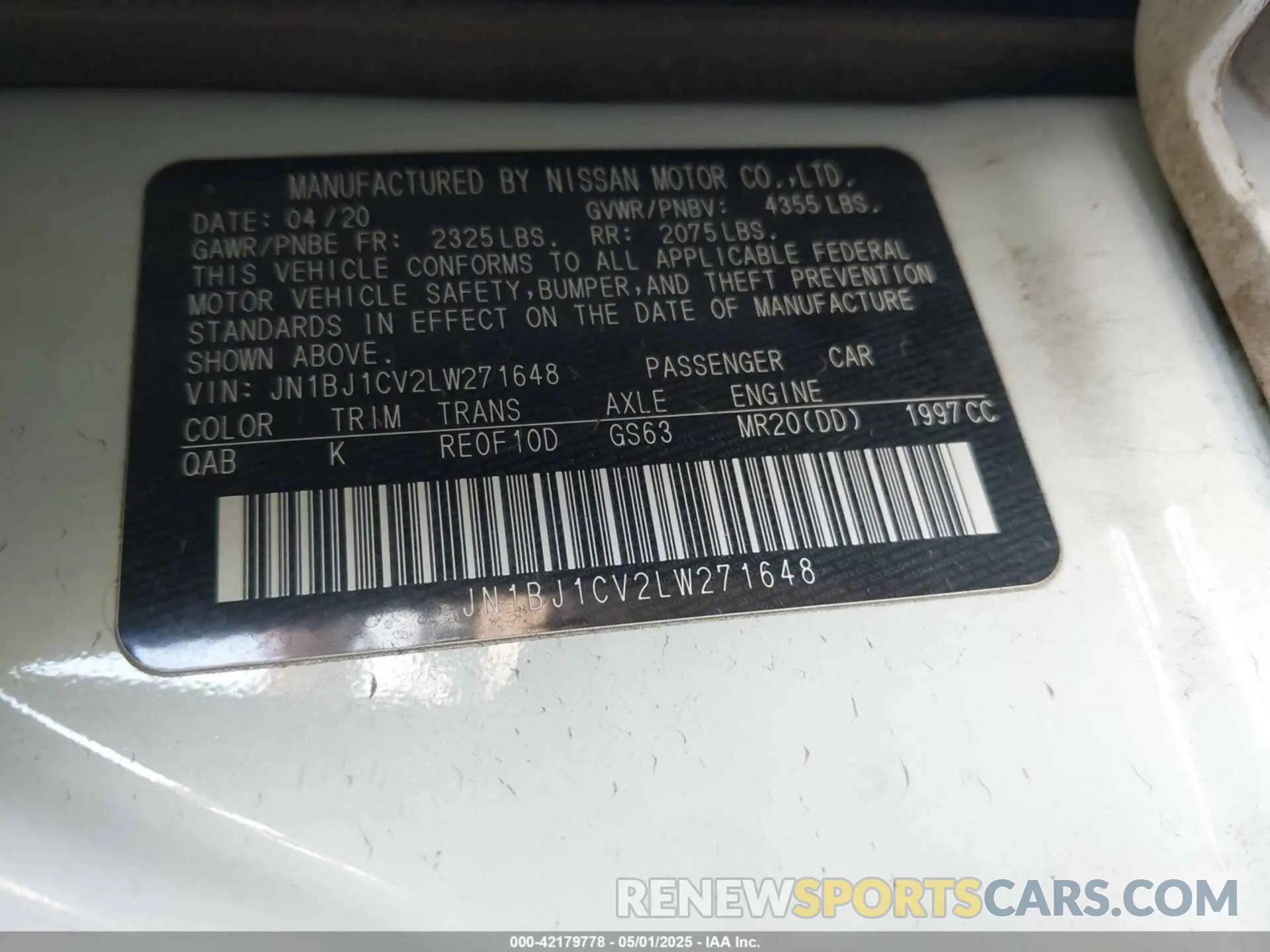 9 Photograph of a damaged car JN1BJ1CV2LW271648 NISSAN ROGUE SPORT 2020
