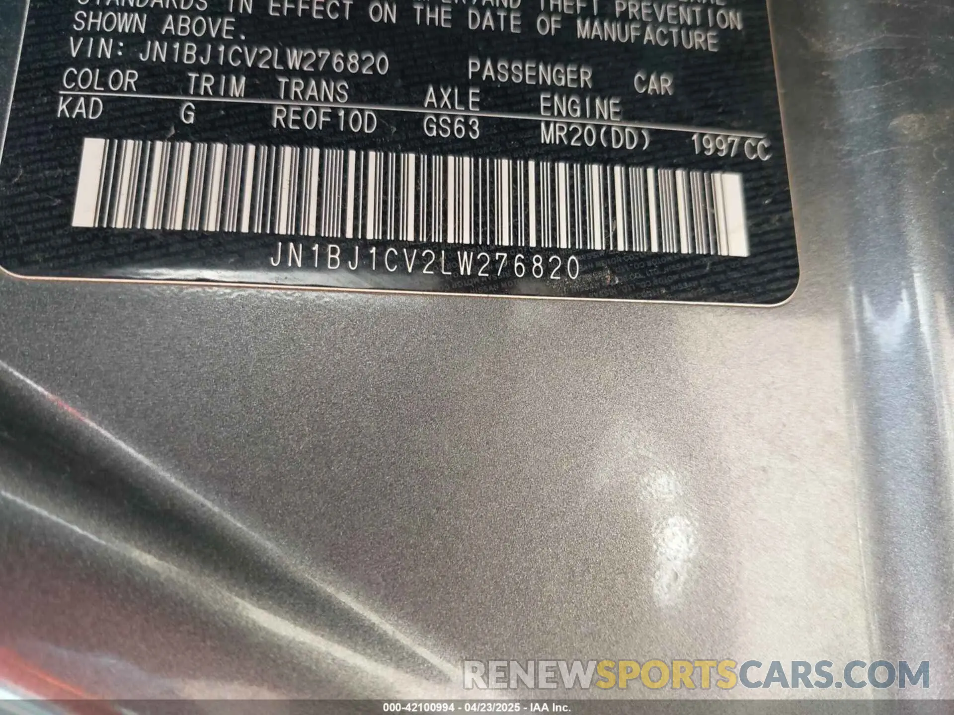 9 Photograph of a damaged car JN1BJ1CV2LW276820 NISSAN ROGUE SPORT 2020
