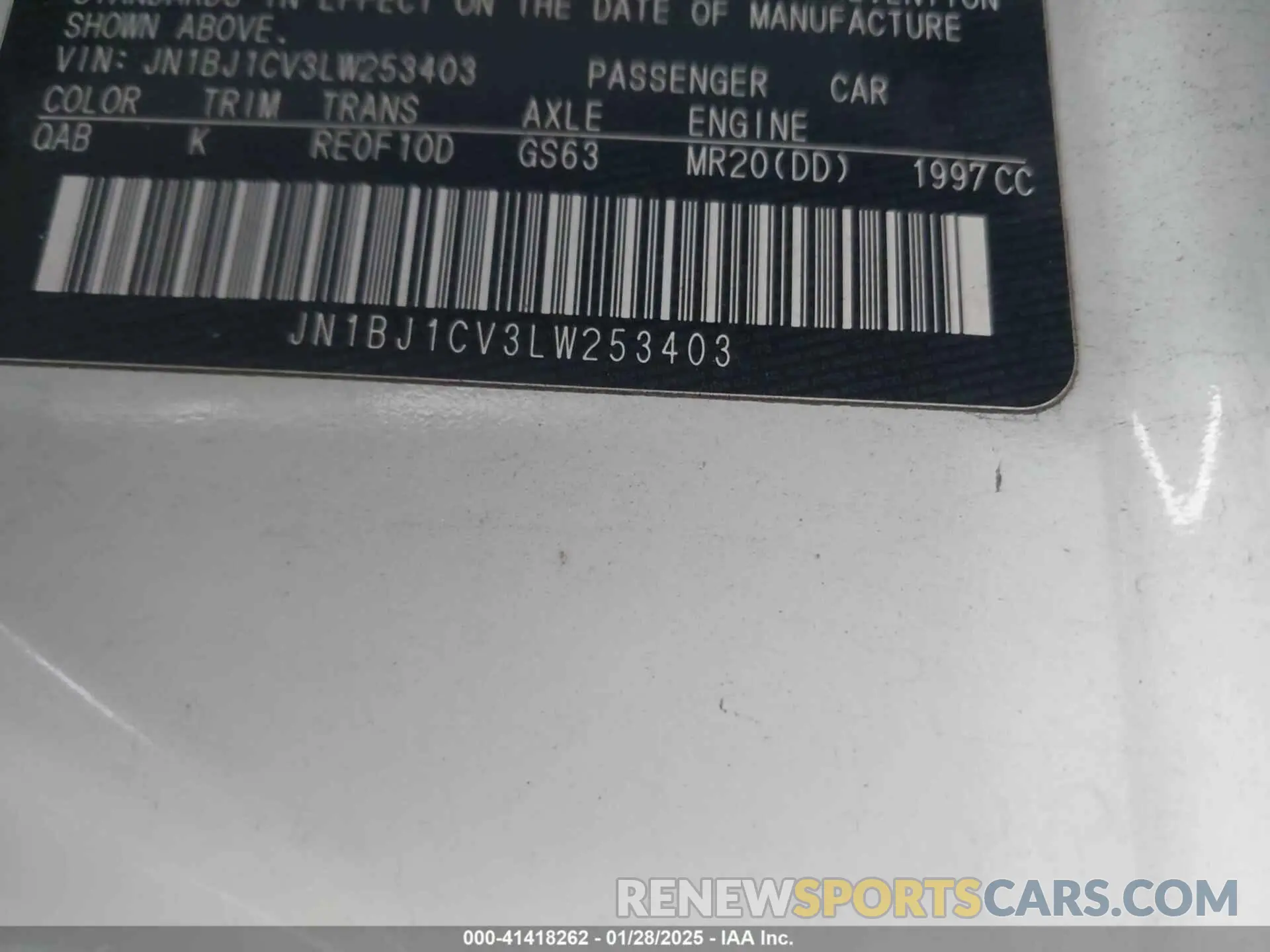 9 Photograph of a damaged car JN1BJ1CV3LW253403 NISSAN ROGUE SPORT 2020