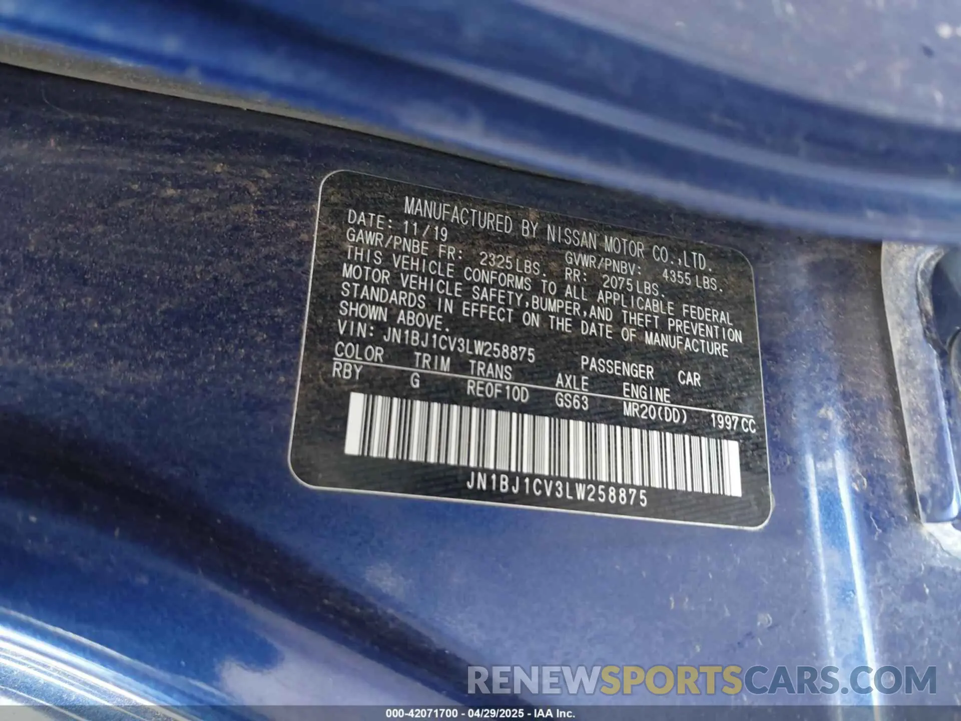 9 Photograph of a damaged car JN1BJ1CV3LW258875 NISSAN ROGUE SPORT 2020