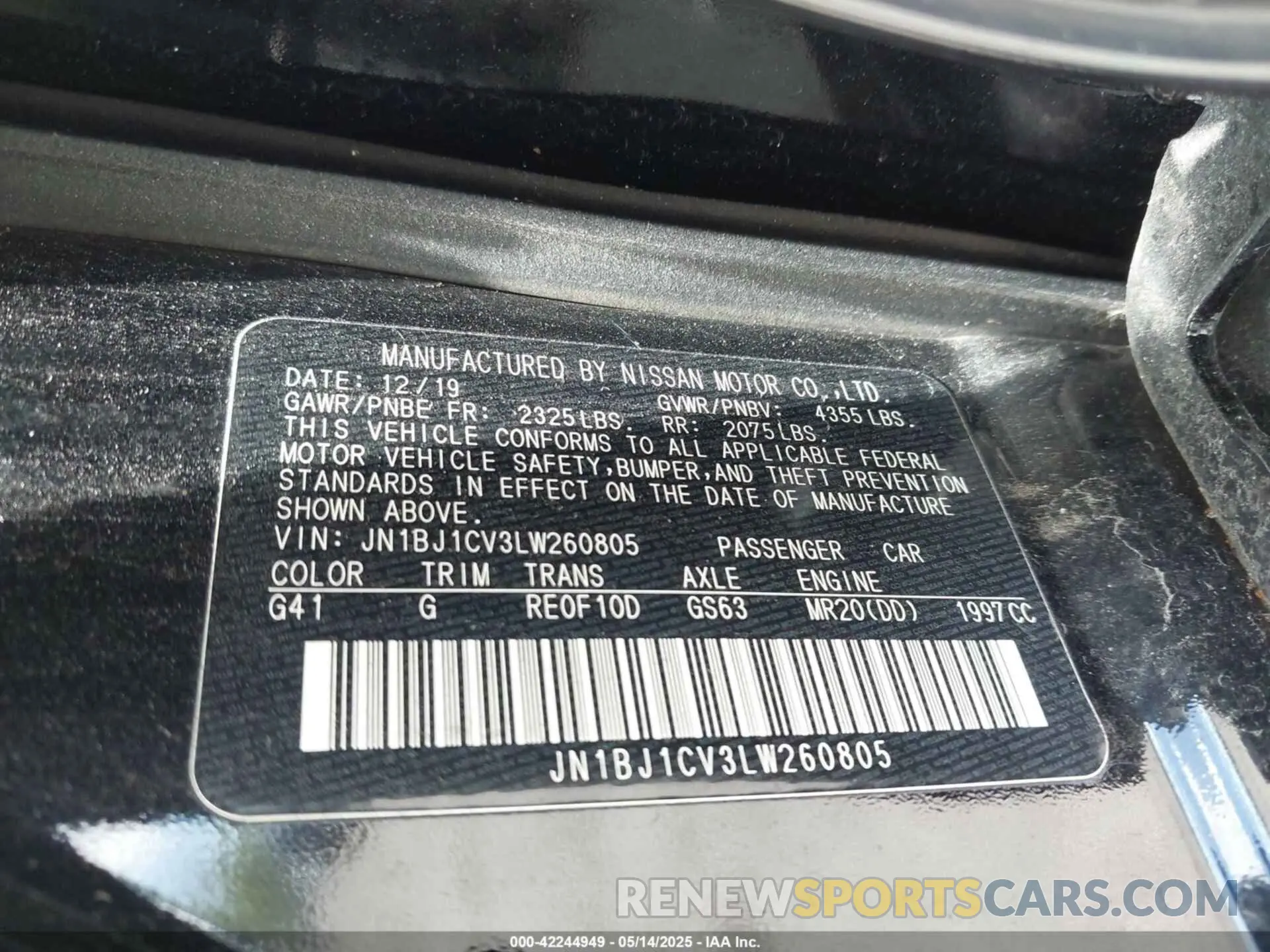 9 Photograph of a damaged car JN1BJ1CV3LW260805 NISSAN ROGUE SPORT 2020