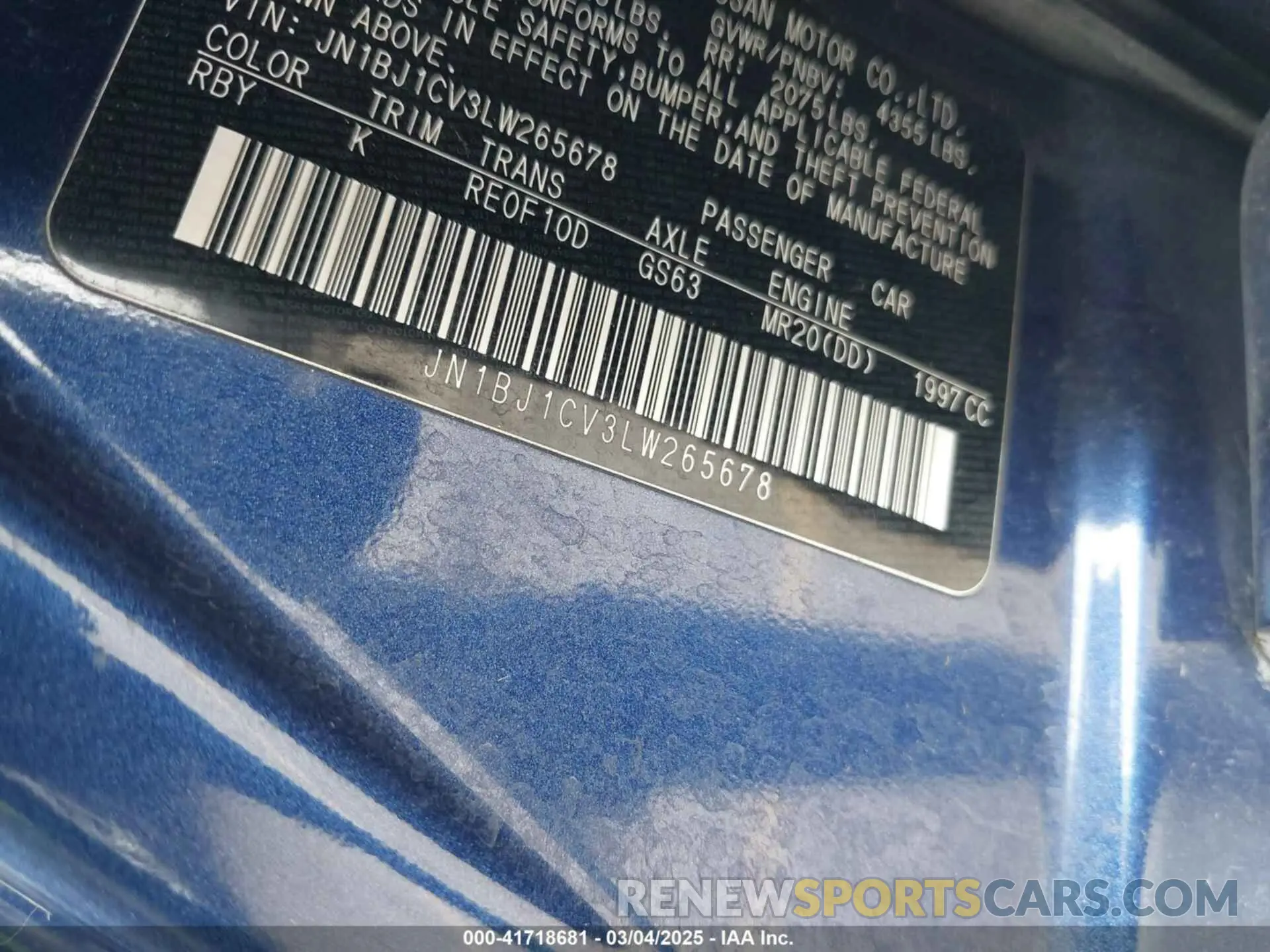 9 Photograph of a damaged car JN1BJ1CV3LW265678 NISSAN ROGUE SPORT 2020