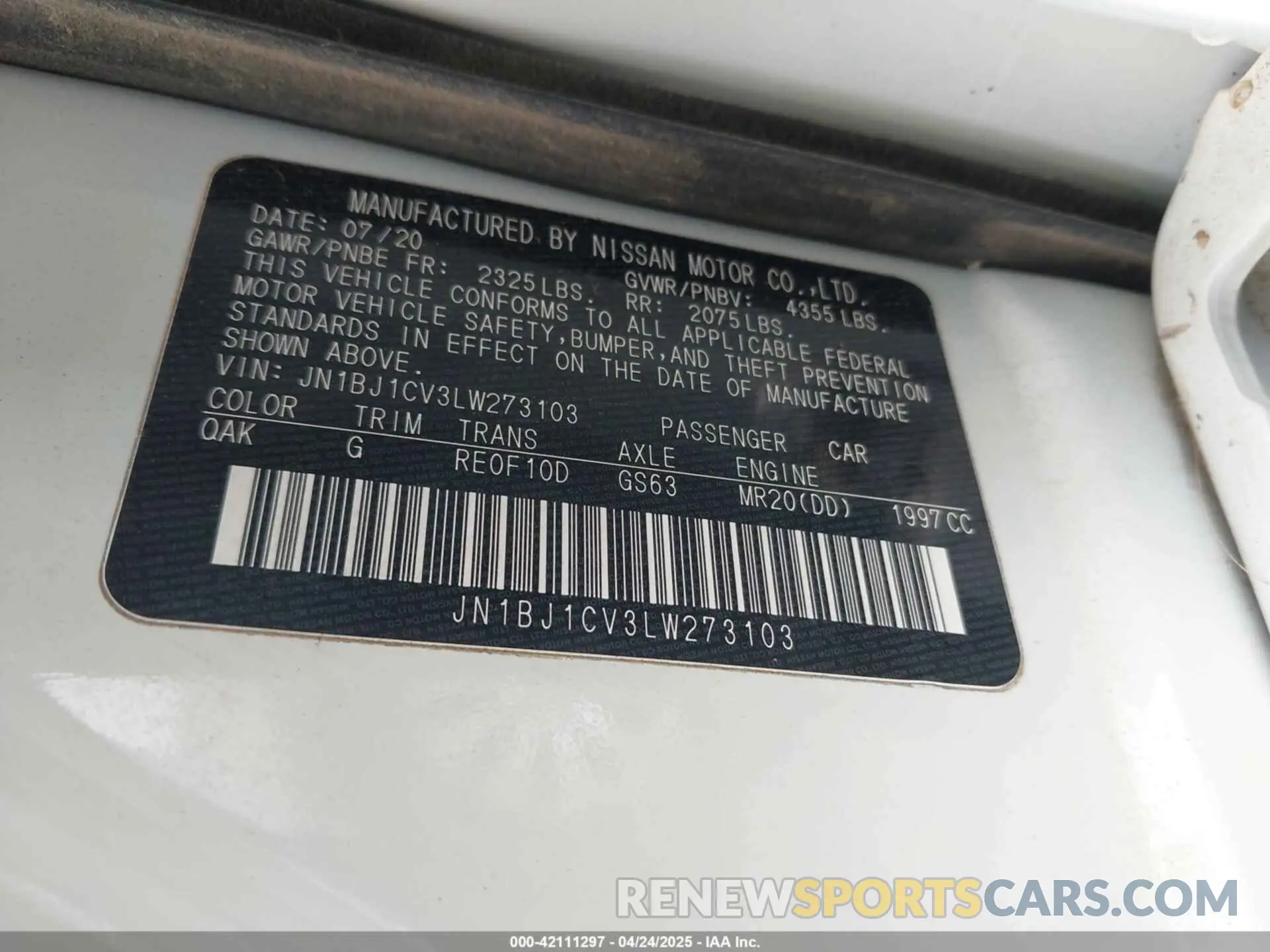9 Photograph of a damaged car JN1BJ1CV3LW273103 NISSAN ROGUE SPORT 2020