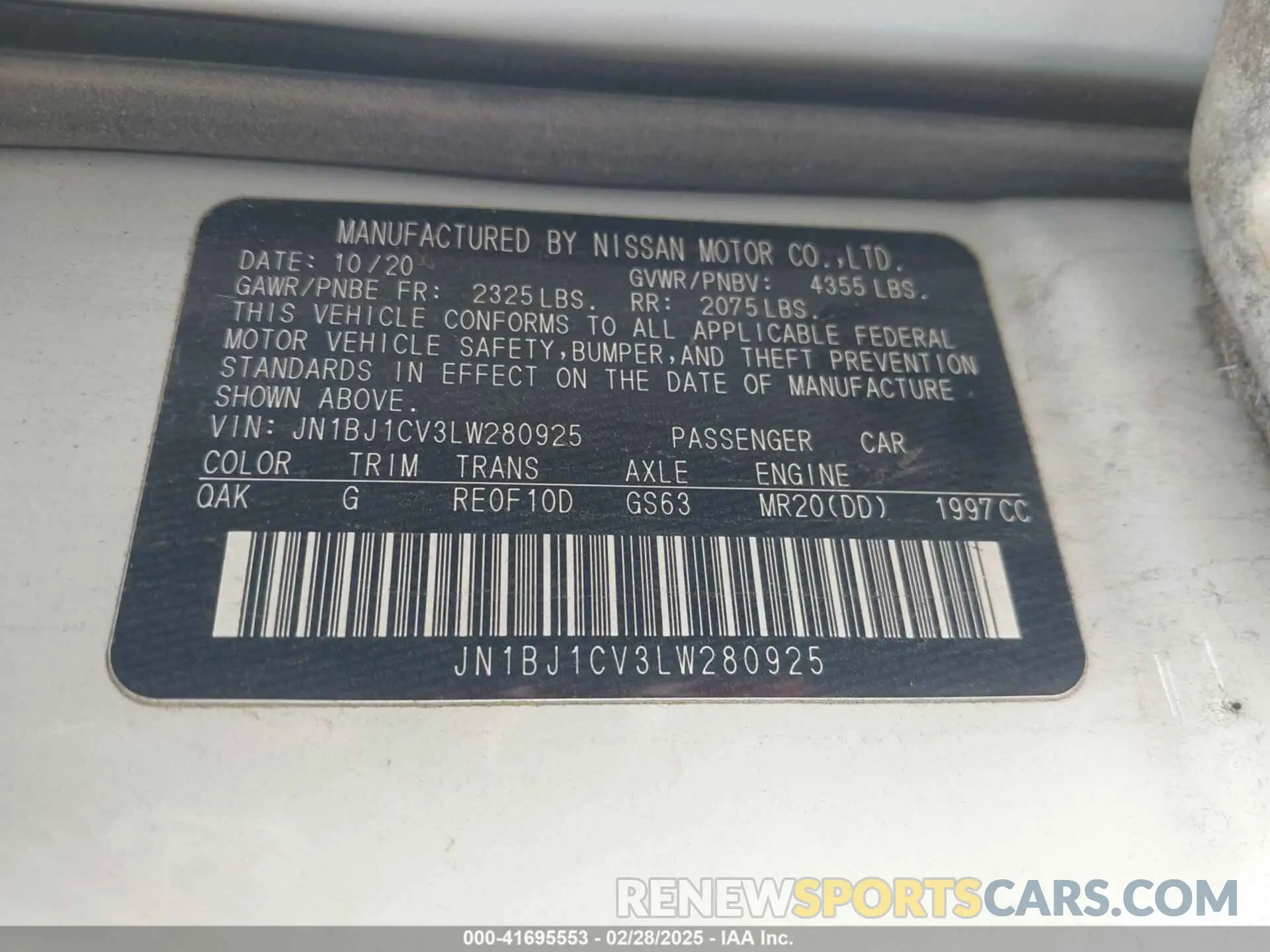 9 Photograph of a damaged car JN1BJ1CV3LW280925 NISSAN ROGUE SPORT 2020