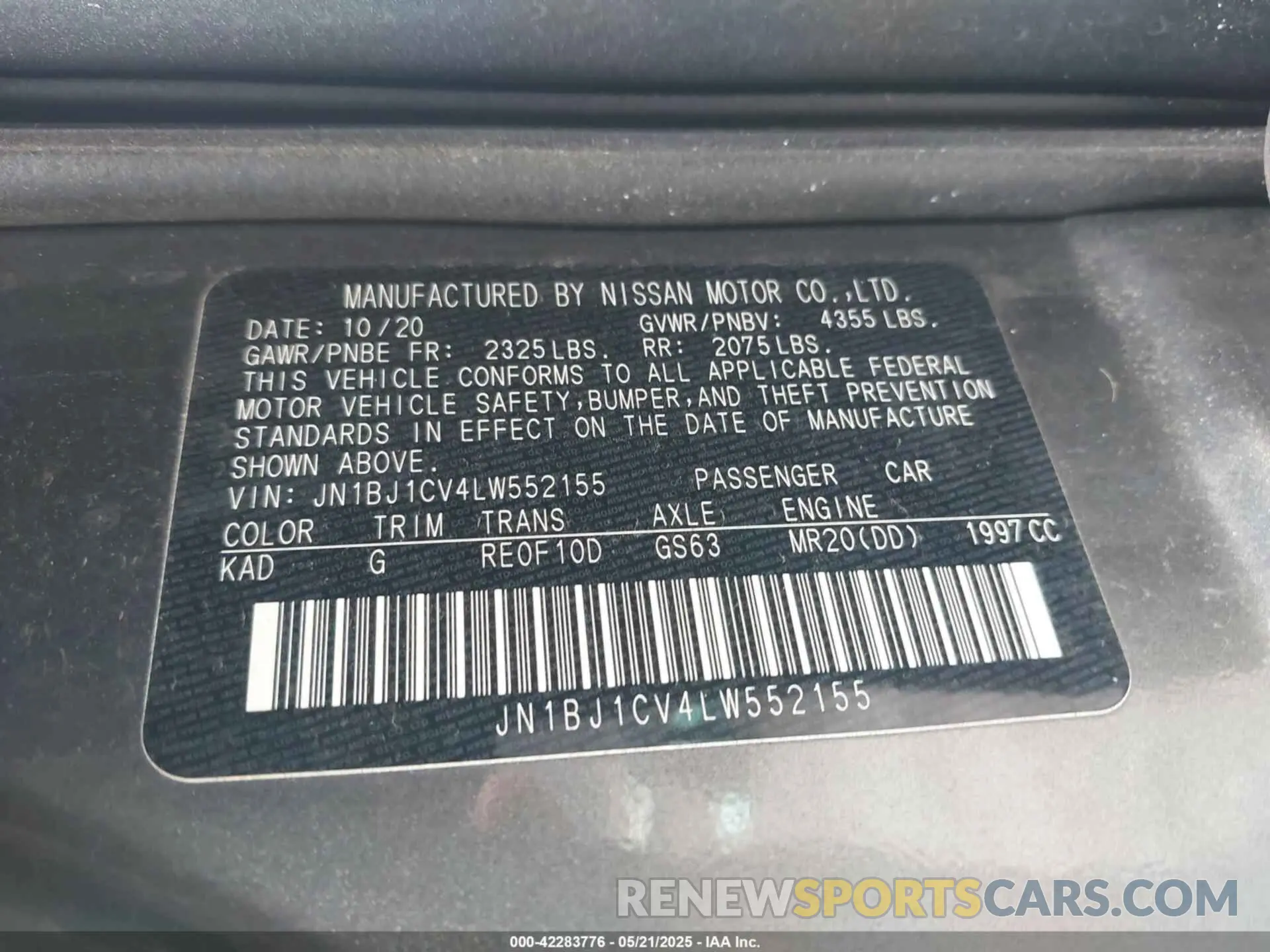 9 Photograph of a damaged car JN1BJ1CV4LW552155 NISSAN ROGUE SPORT 2020