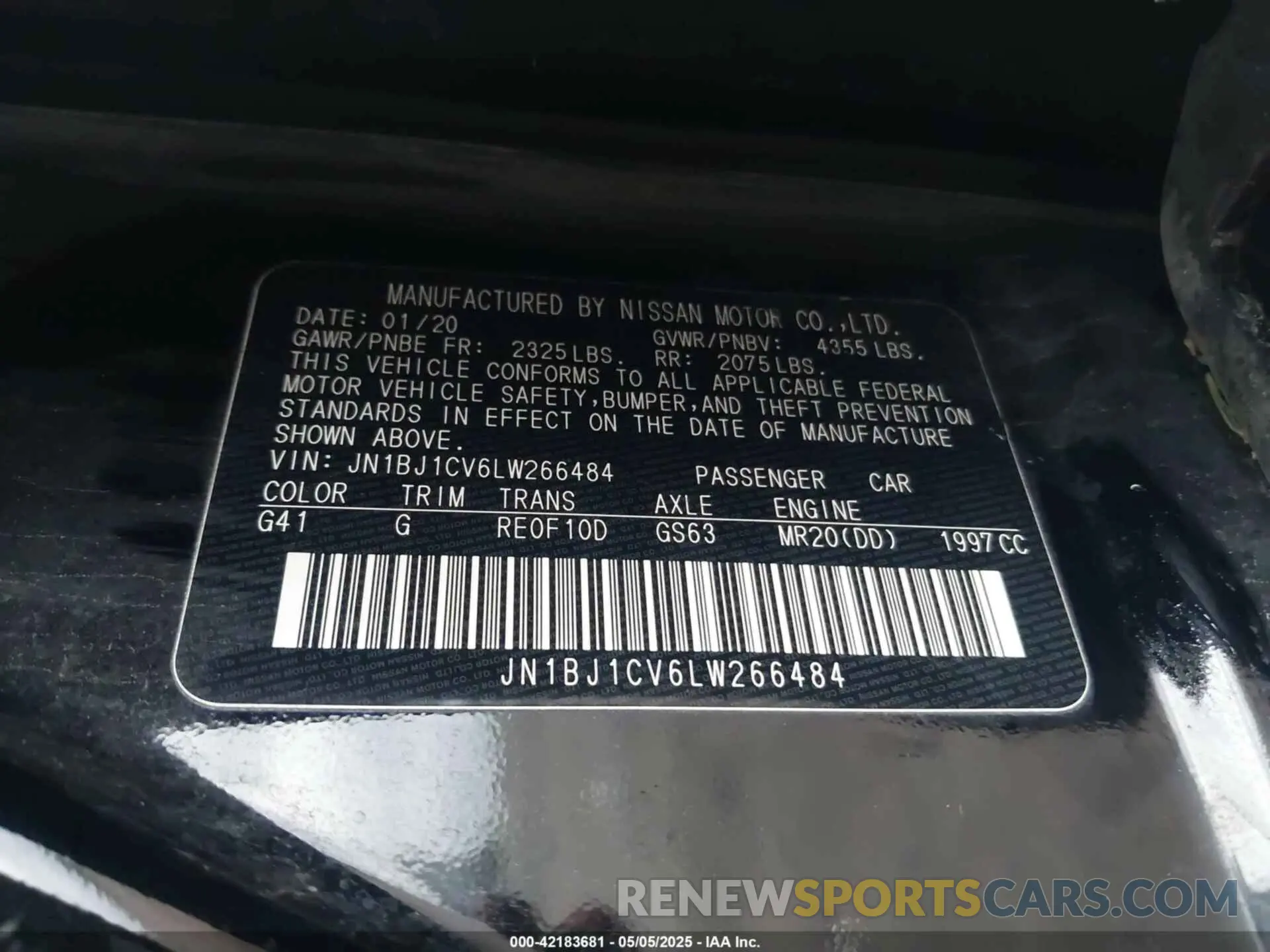 9 Photograph of a damaged car JN1BJ1CV6LW266484 NISSAN ROGUE SPORT 2020