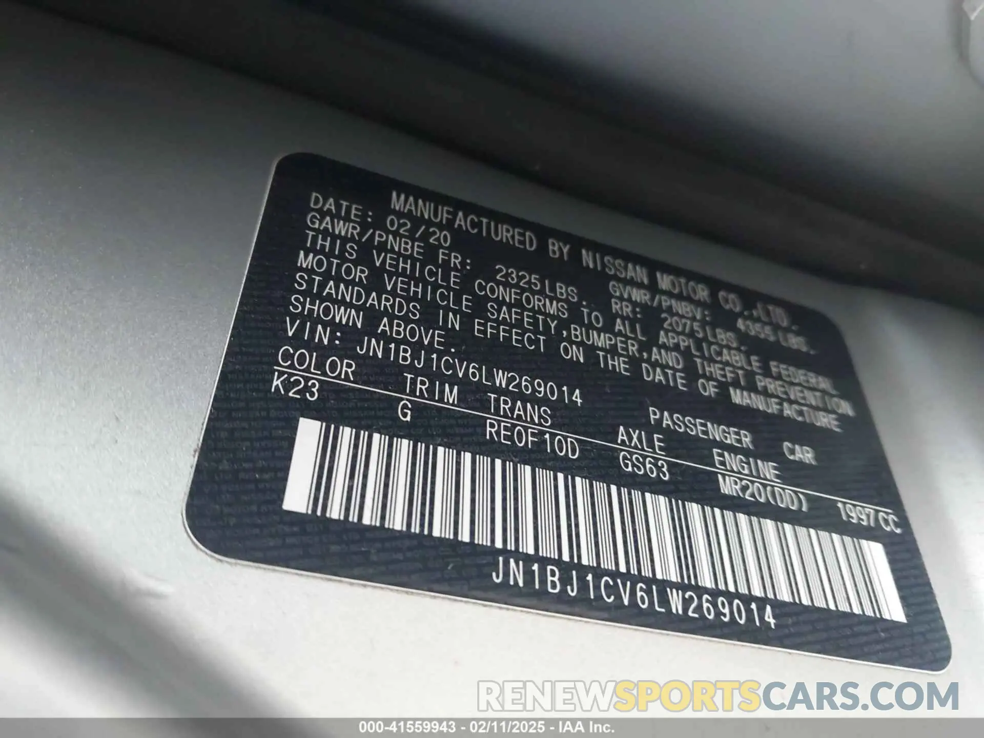 9 Photograph of a damaged car JN1BJ1CV6LW269014 NISSAN ROGUE SPORT 2020
