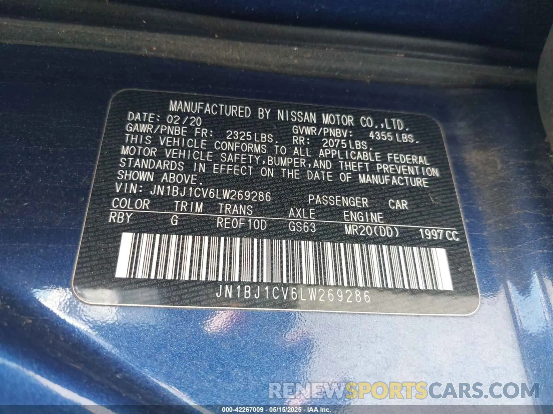 9 Photograph of a damaged car JN1BJ1CV6LW269286 NISSAN ROGUE SPORT 2020