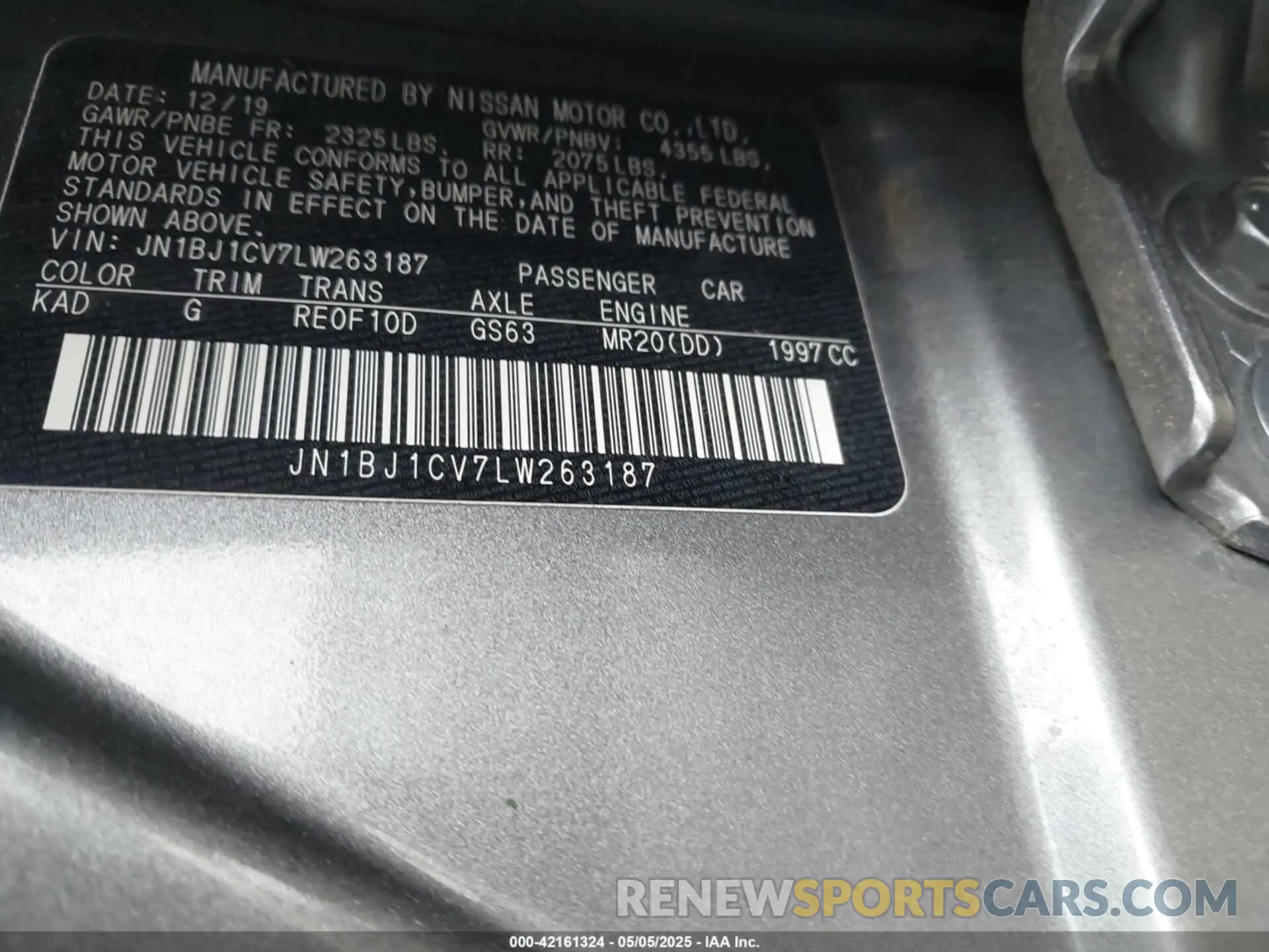 9 Photograph of a damaged car JN1BJ1CV7LW263187 NISSAN ROGUE SPORT 2020