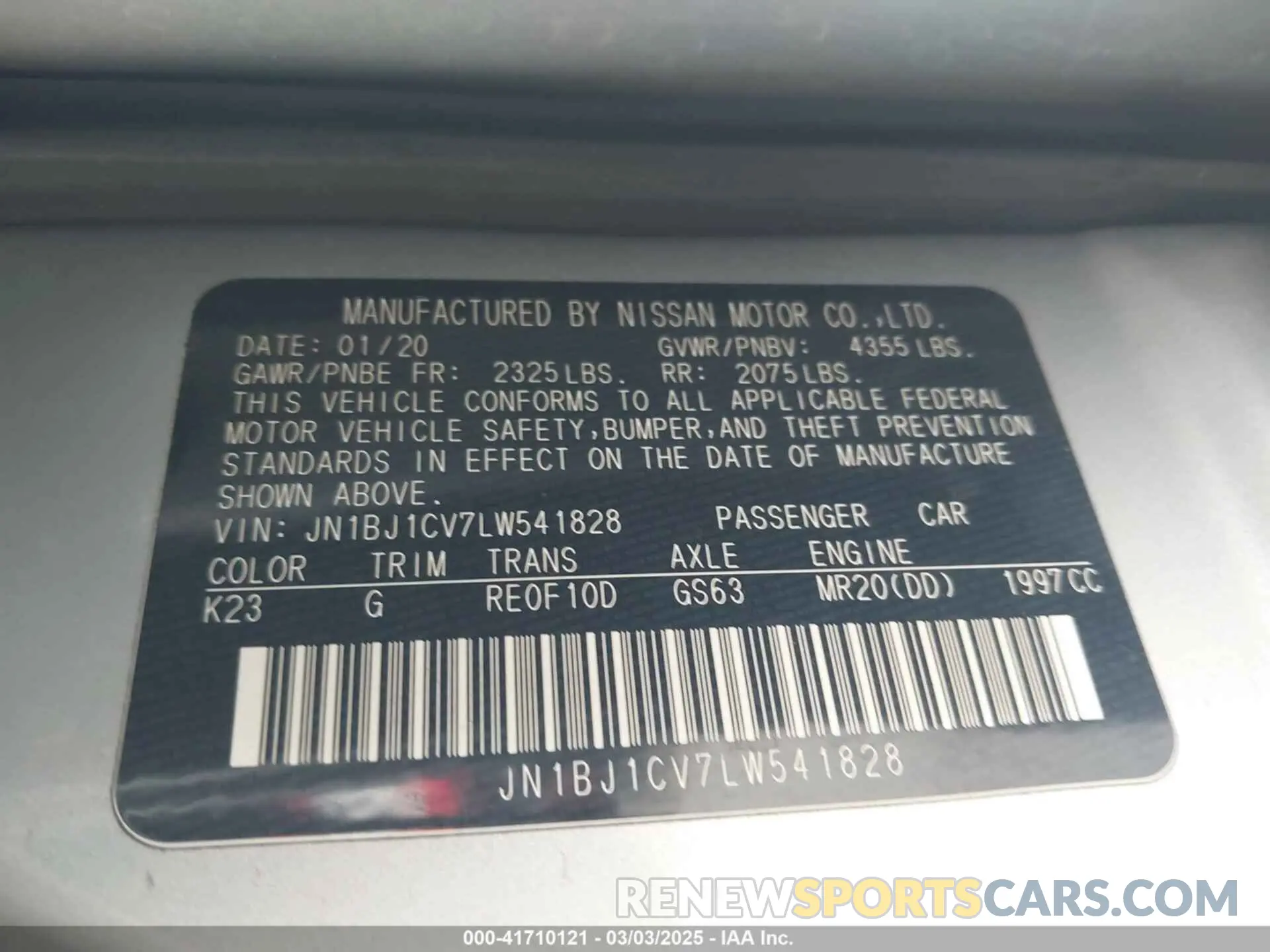 9 Photograph of a damaged car JN1BJ1CV7LW541828 NISSAN ROGUE SPORT 2020