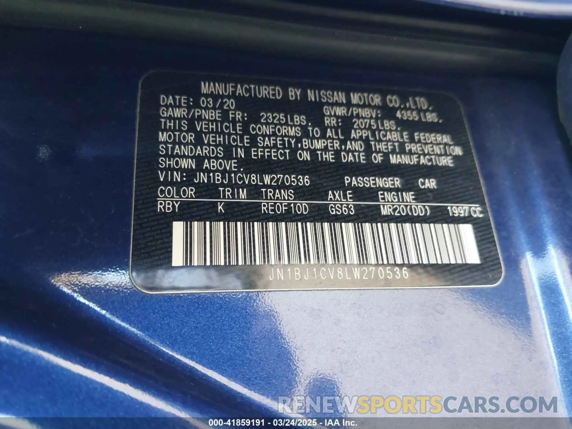 9 Photograph of a damaged car JN1BJ1CV8LW270536 NISSAN ROGUE SPORT 2020