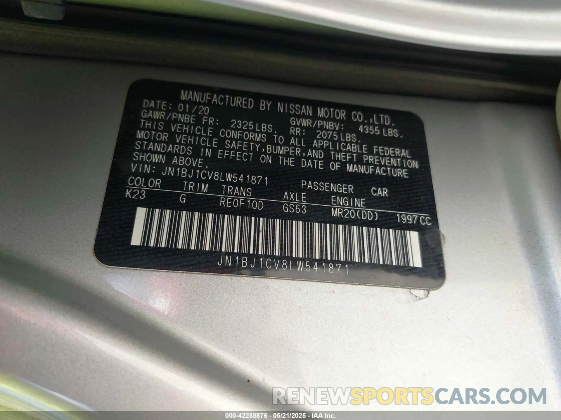 9 Photograph of a damaged car JN1BJ1CV8LW541871 NISSAN ROGUE SPORT 2020