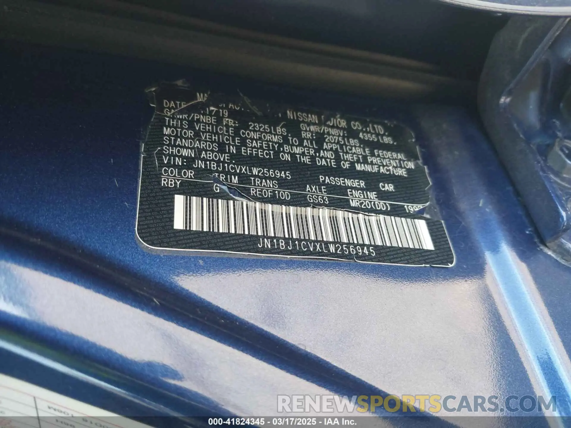 9 Photograph of a damaged car JN1BJ1CVXLW256945 NISSAN ROGUE SPORT 2020