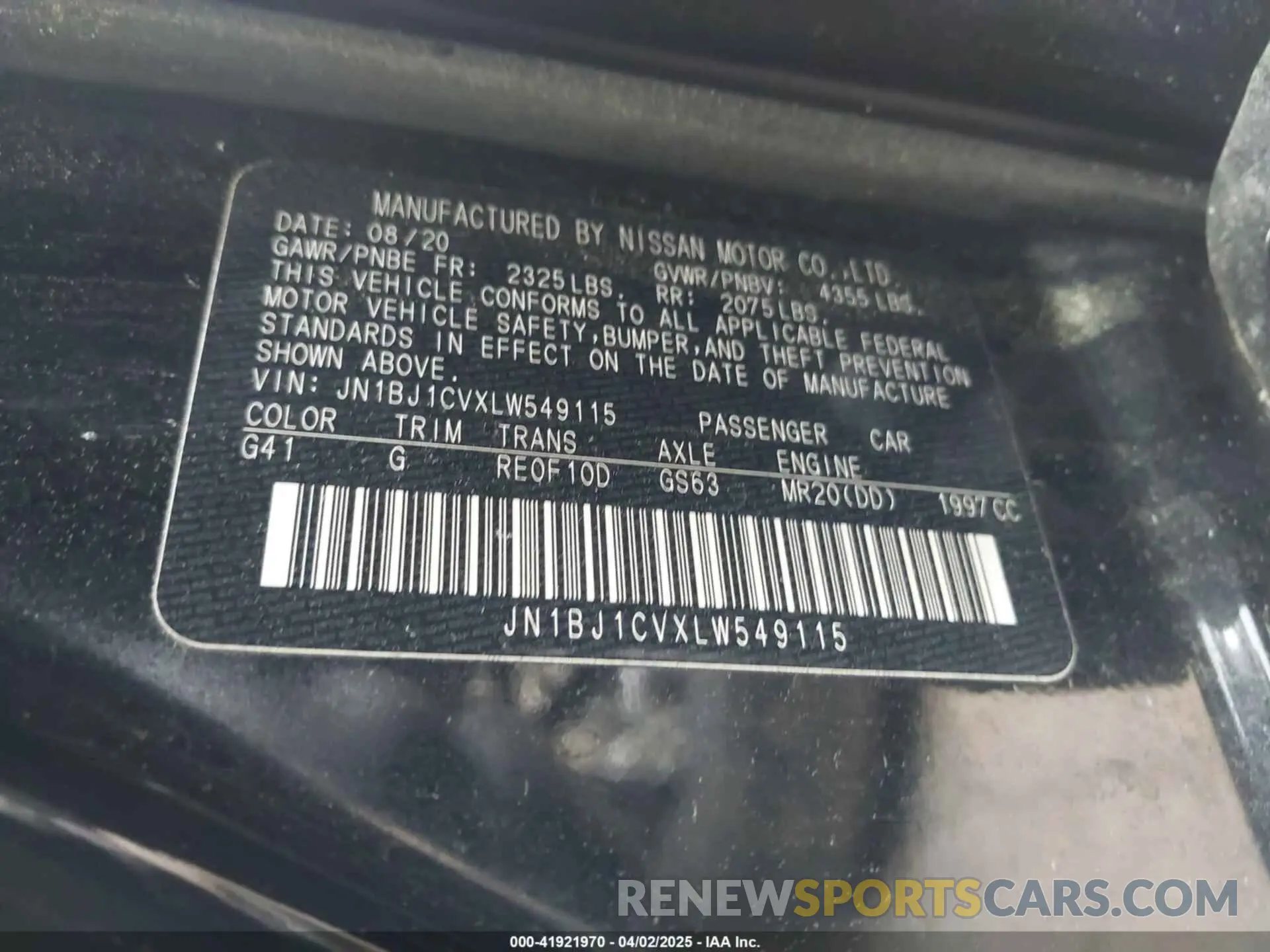 9 Photograph of a damaged car JN1BJ1CVXLW549115 NISSAN ROGUE SPORT 2020