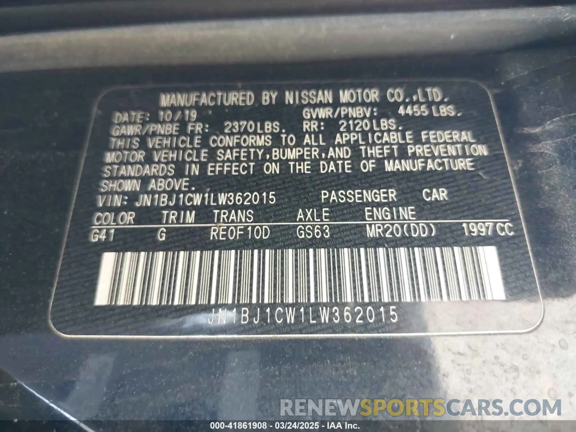 9 Photograph of a damaged car JN1BJ1CW1LW362015 NISSAN ROGUE SPORT 2020