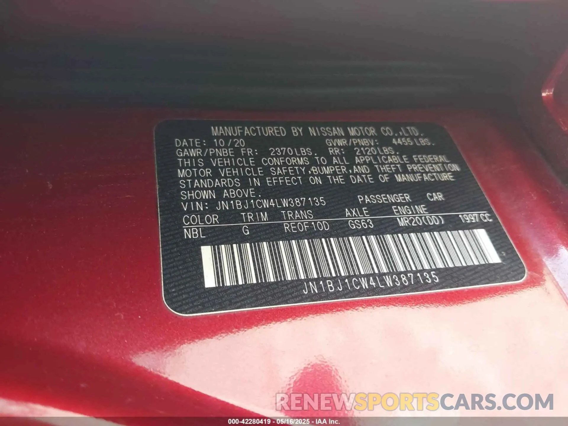 9 Photograph of a damaged car JN1BJ1CW4LW387135 NISSAN ROGUE SPORT 2020
