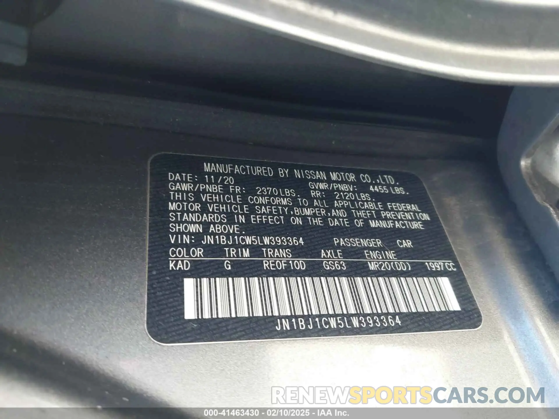 9 Photograph of a damaged car JN1BJ1CW5LW393364 NISSAN ROGUE SPORT 2020
