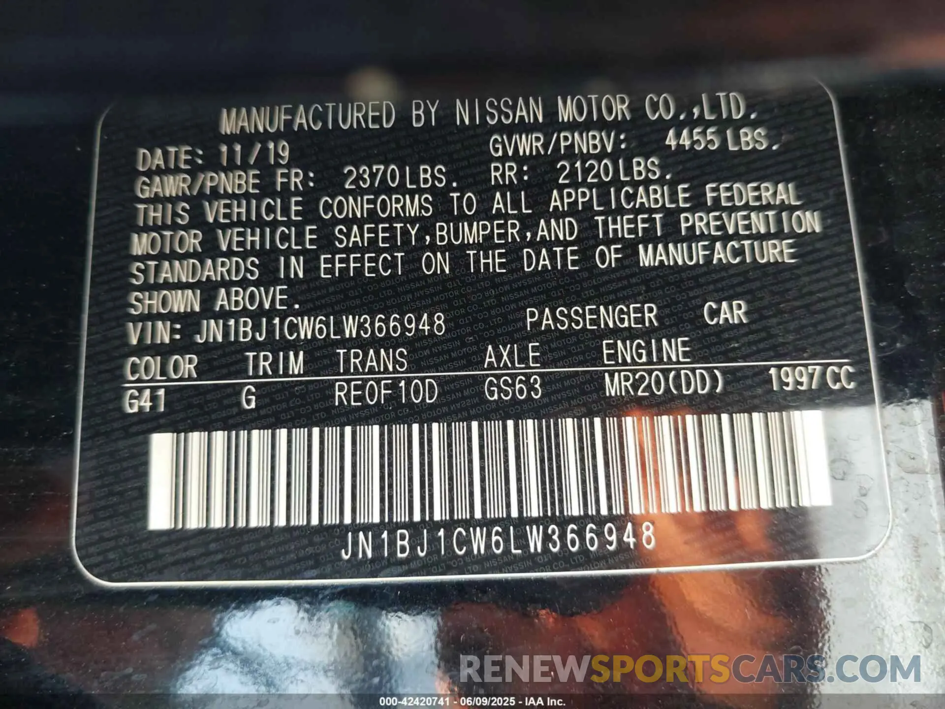 9 Photograph of a damaged car JN1BJ1CW6LW366948 NISSAN ROGUE SPORT 2020