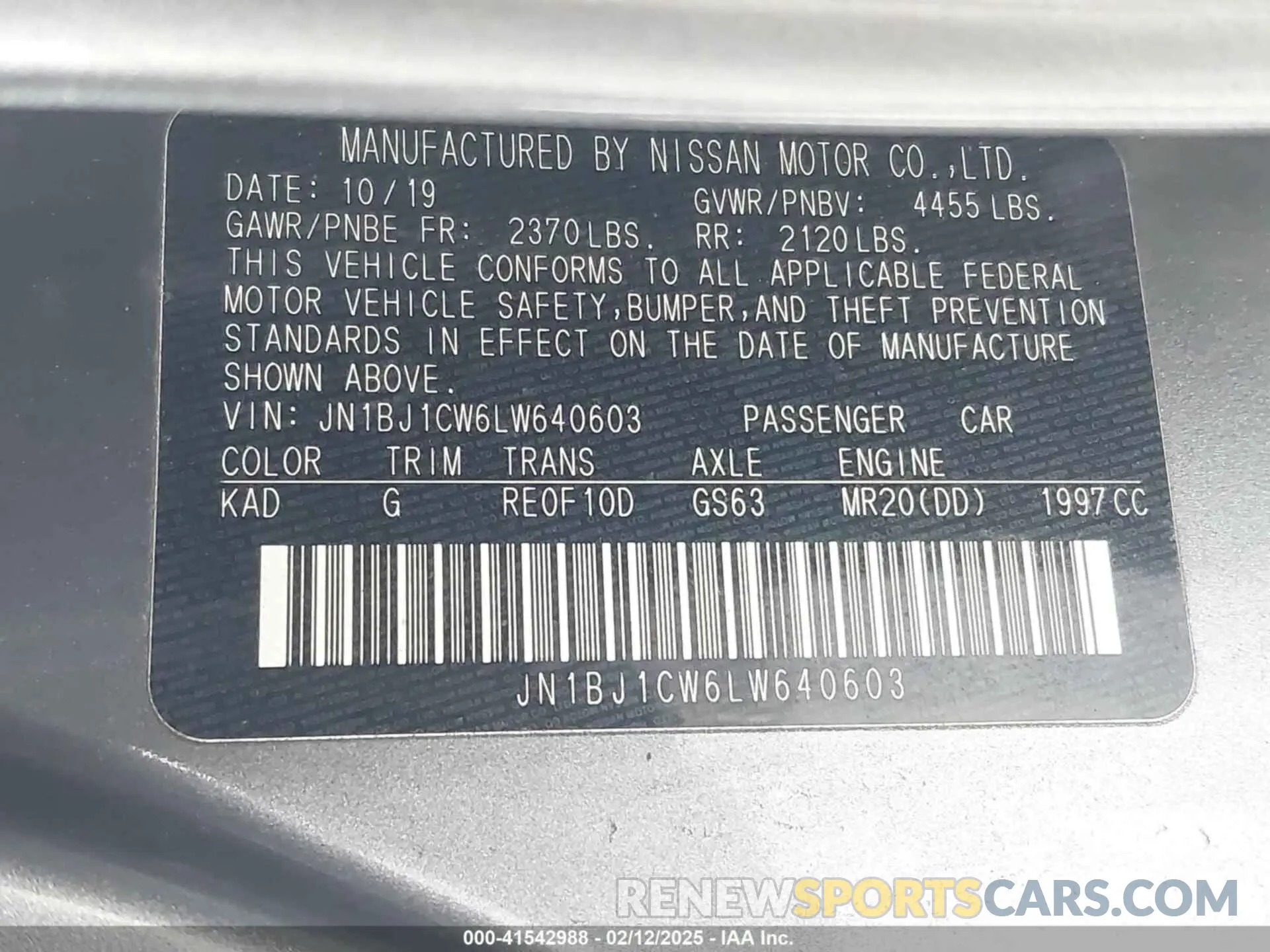 9 Photograph of a damaged car JN1BJ1CW6LW640603 NISSAN ROGUE SPORT 2020