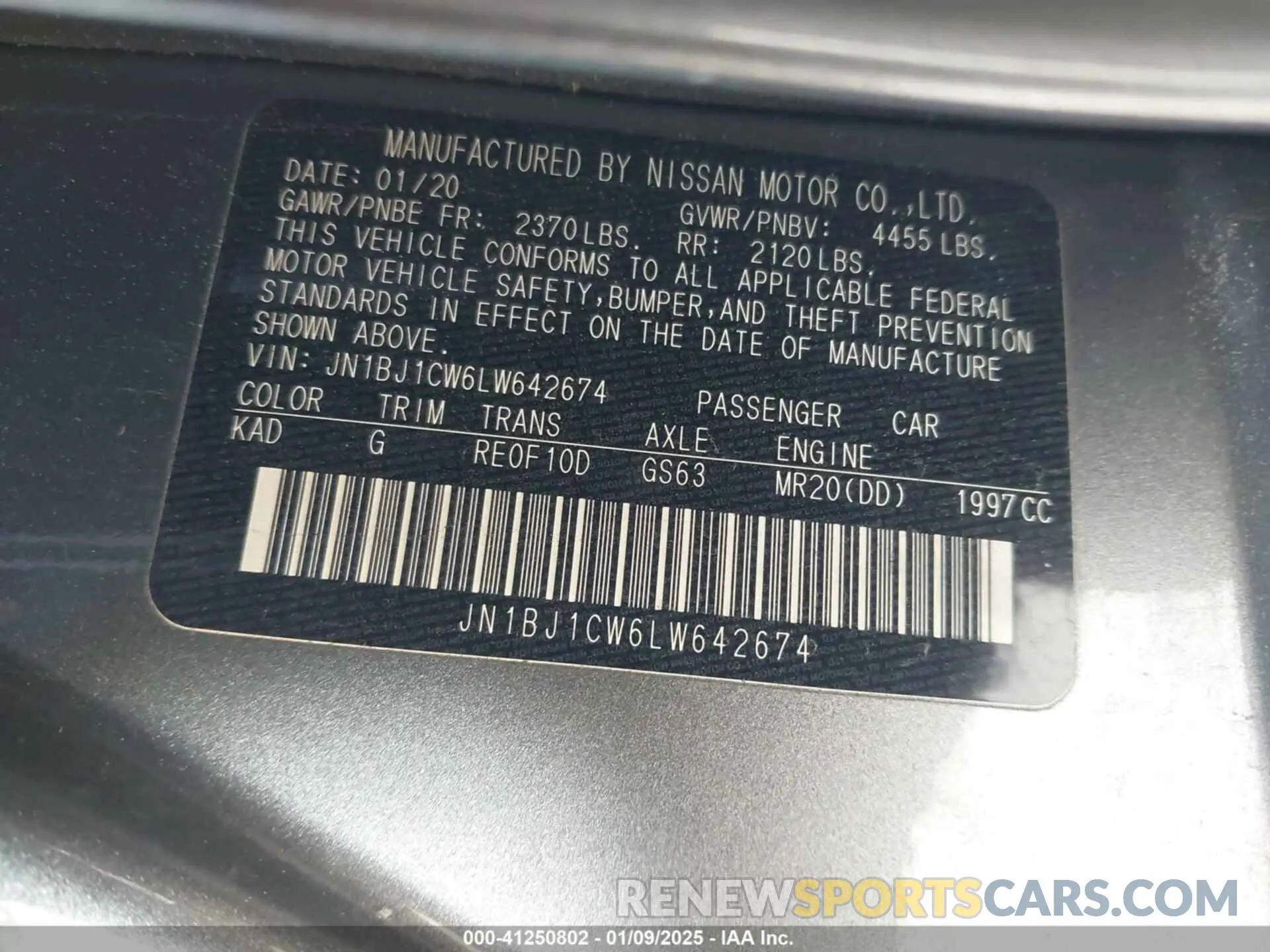 9 Photograph of a damaged car JN1BJ1CW6LW642674 NISSAN ROGUE SPORT 2020