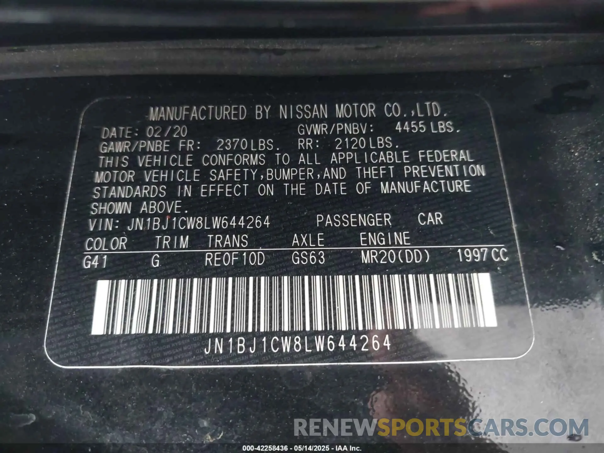 9 Photograph of a damaged car JN1BJ1CW8LW644264 NISSAN ROGUE SPORT 2020