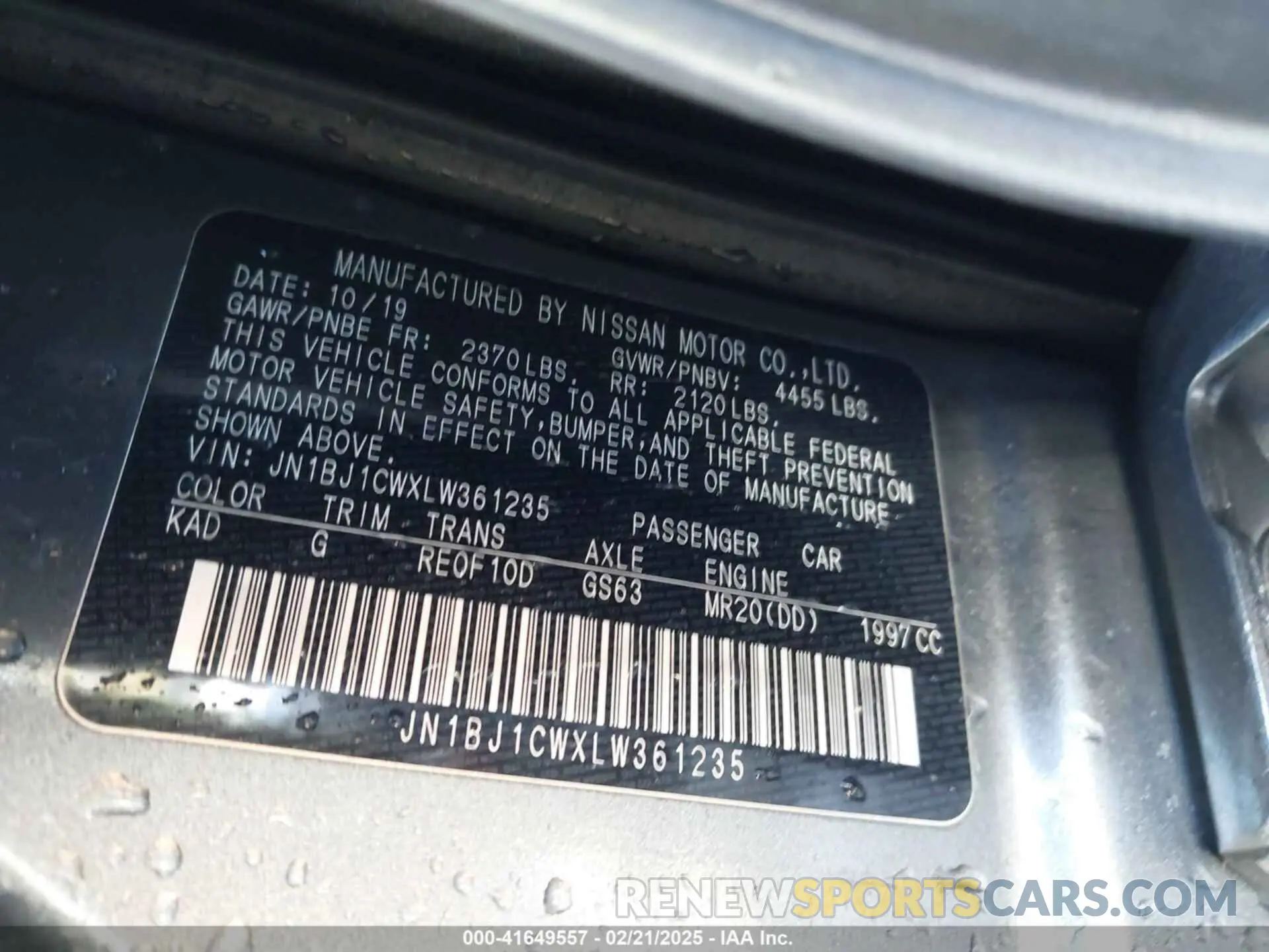 9 Photograph of a damaged car JN1BJ1CWXLW361235 NISSAN ROGUE SPORT 2020
