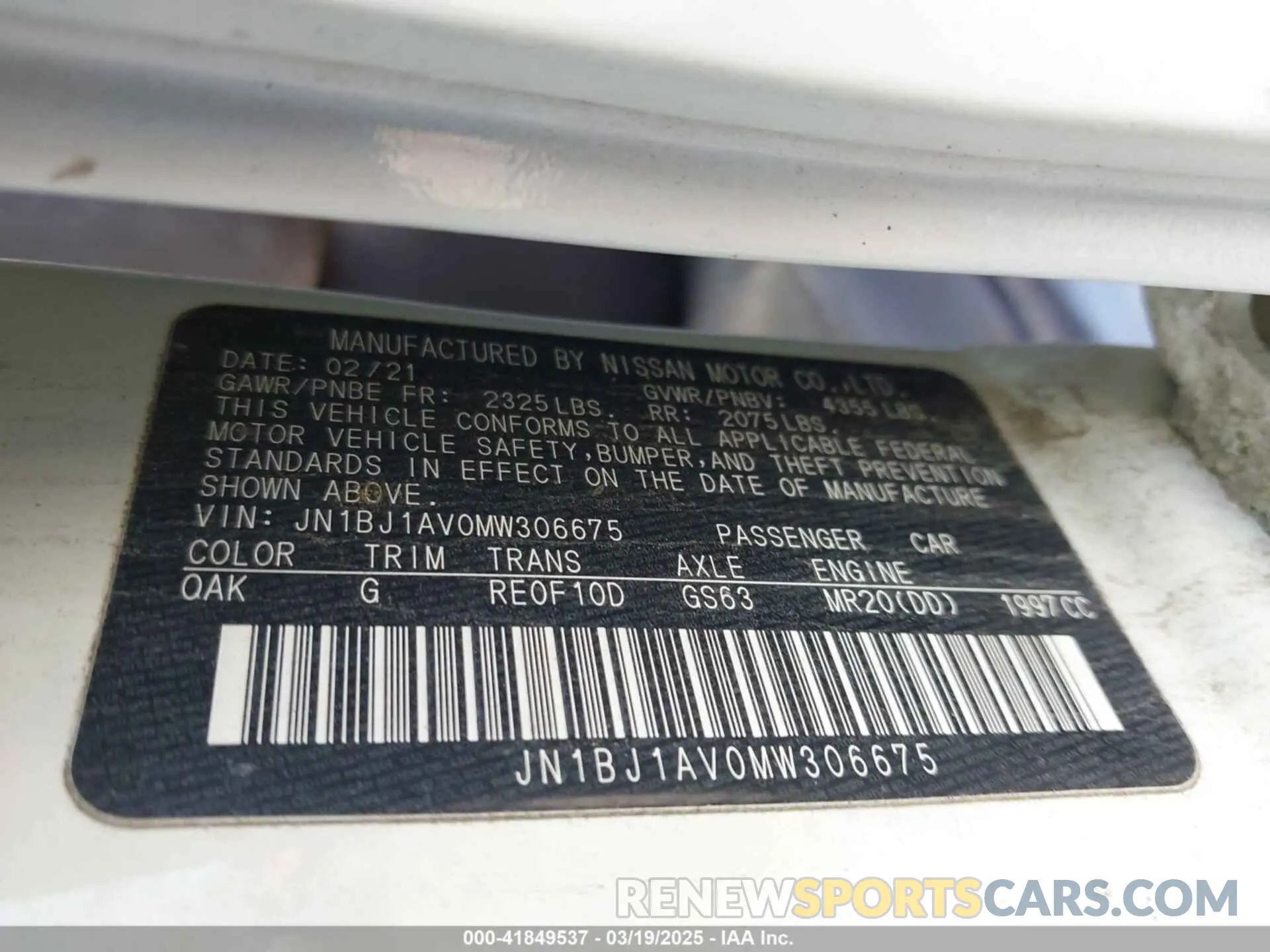 9 Photograph of a damaged car JN1BJ1AV0MW306675 NISSAN ROGUE SPORT 2021