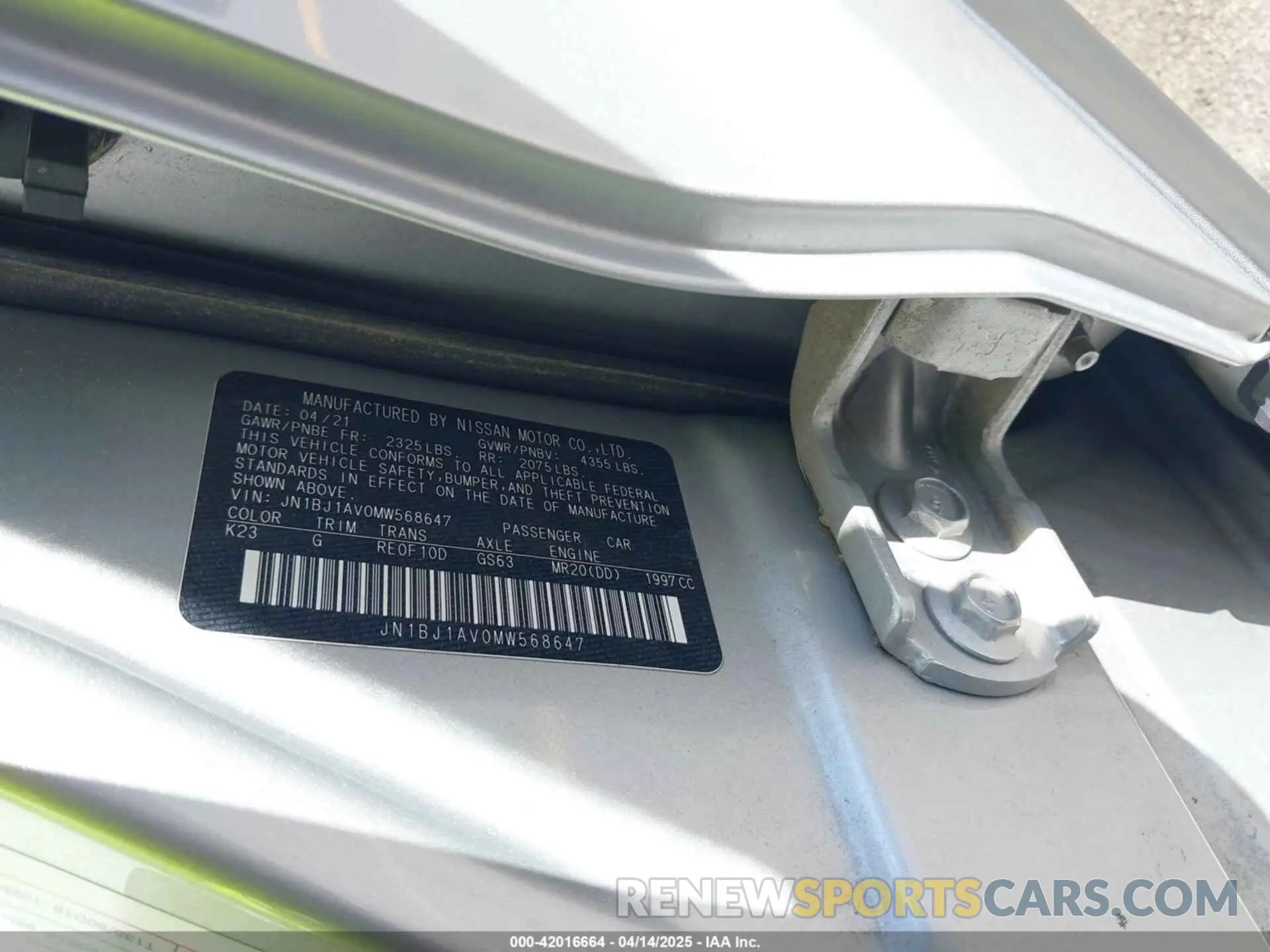 9 Photograph of a damaged car JN1BJ1AV0MW568647 NISSAN ROGUE SPORT 2021
