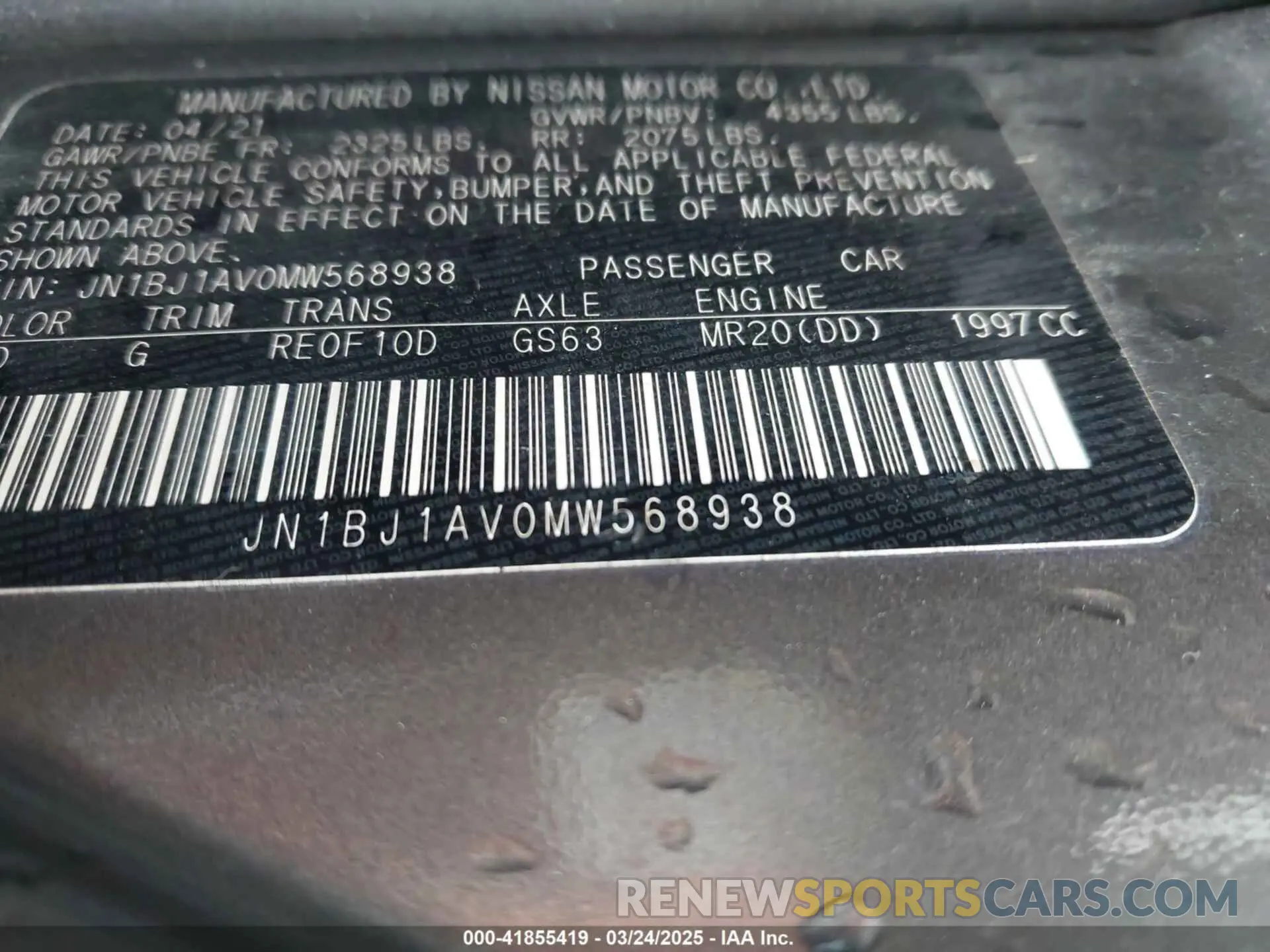 9 Photograph of a damaged car JN1BJ1AV0MW568938 NISSAN ROGUE SPORT 2021