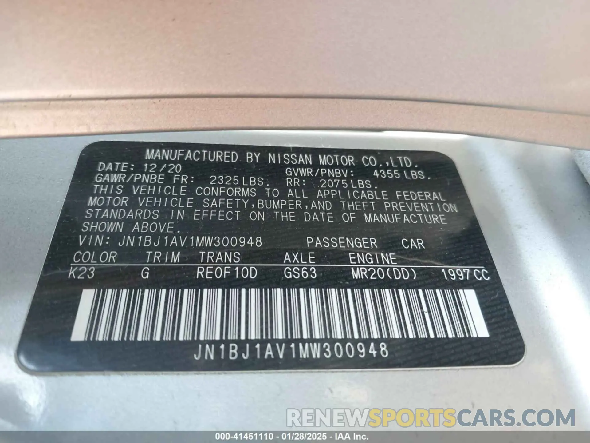 9 Photograph of a damaged car JN1BJ1AV1MW300948 NISSAN ROGUE SPORT 2021
