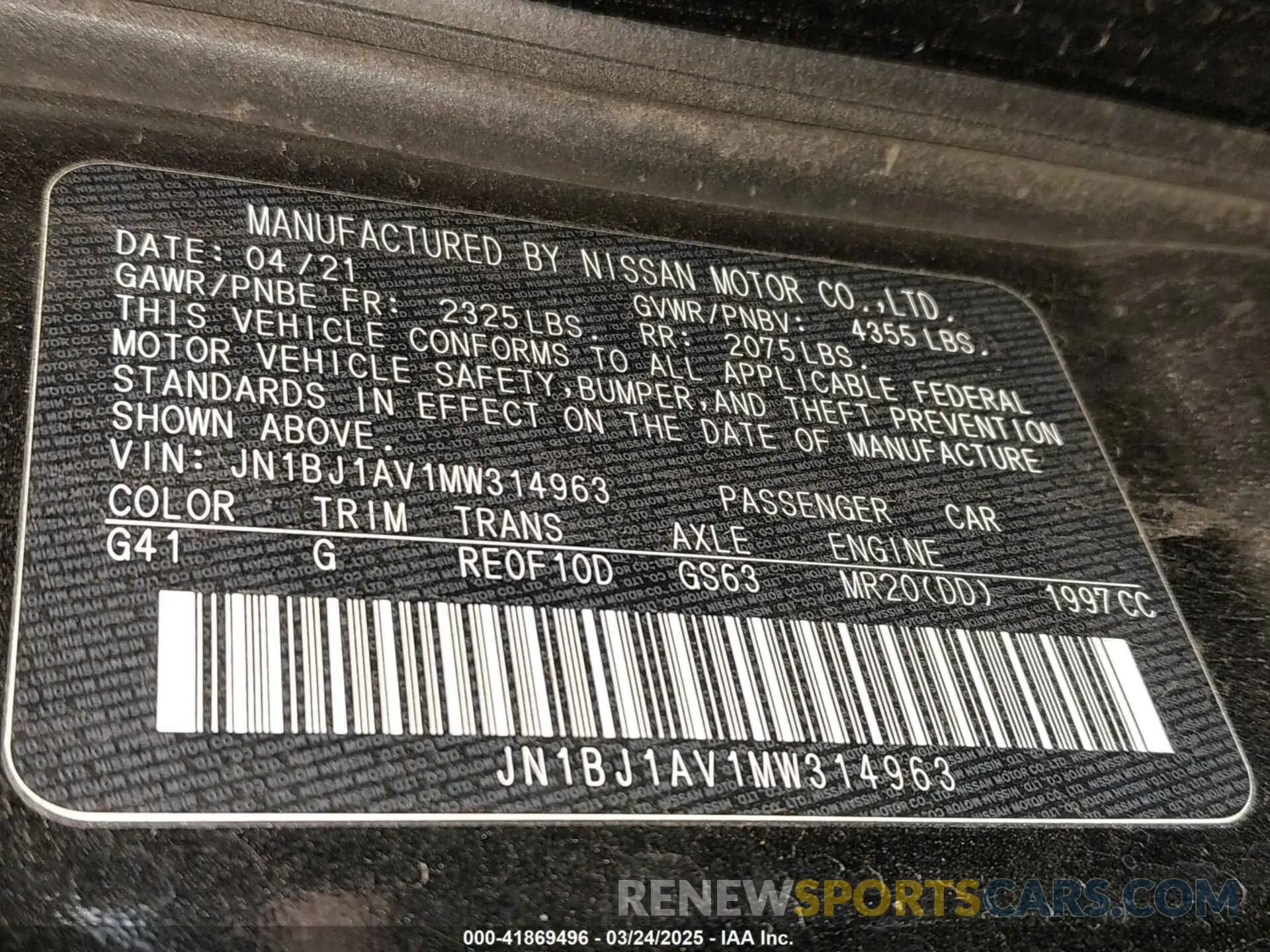 9 Photograph of a damaged car JN1BJ1AV1MW314963 NISSAN ROGUE SPORT 2021