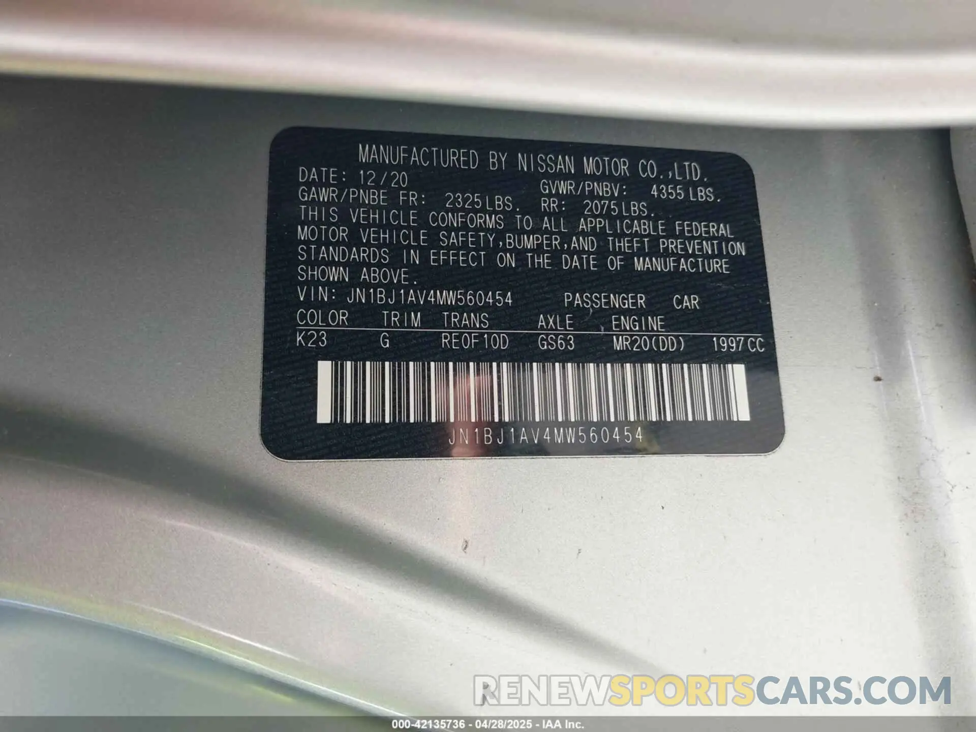 9 Photograph of a damaged car JN1BJ1AV4MW560454 NISSAN ROGUE SPORT 2021