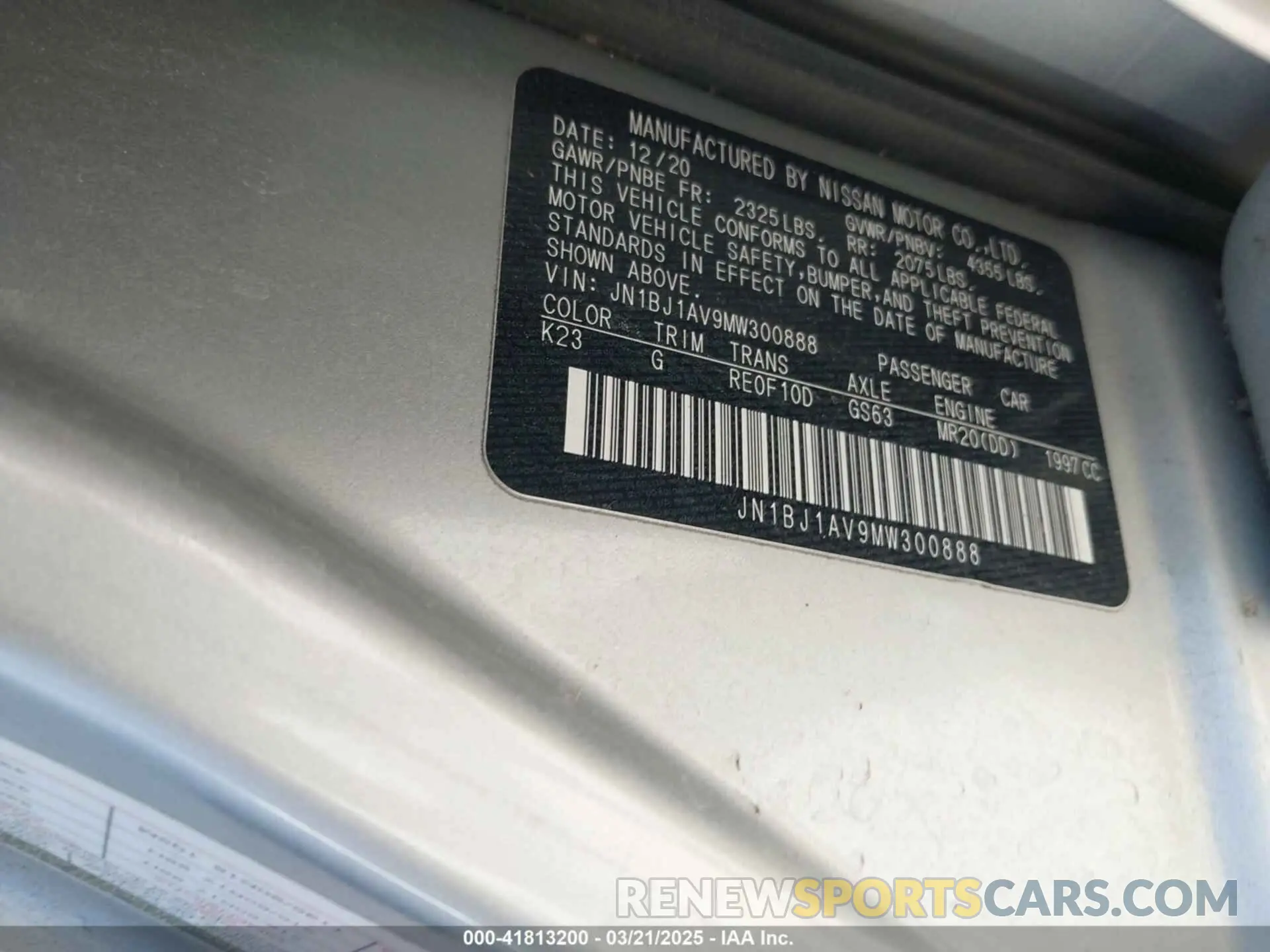 9 Photograph of a damaged car JN1BJ1AV9MW300888 NISSAN ROGUE SPORT 2021