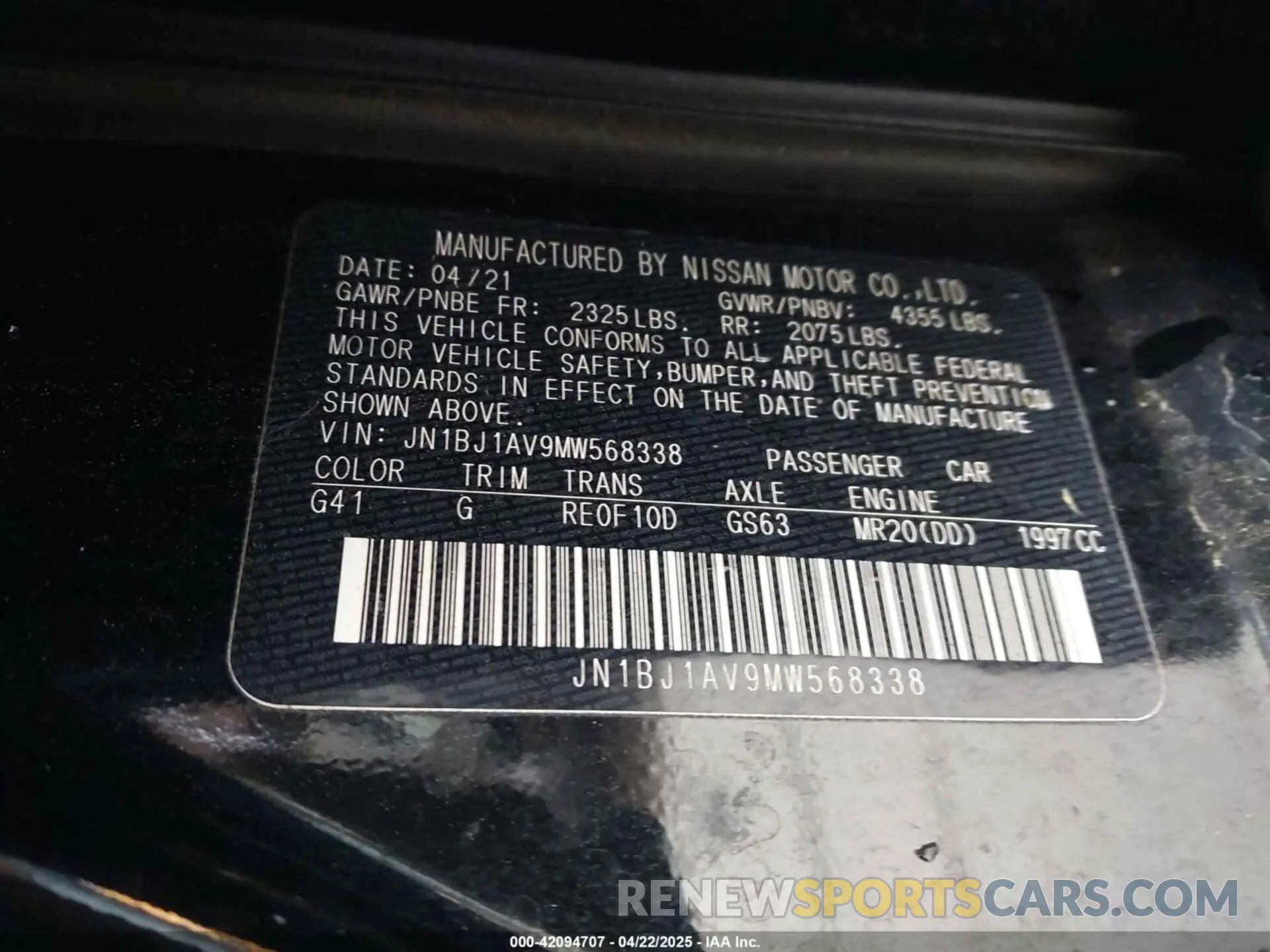 9 Photograph of a damaged car JN1BJ1AV9MW568338 NISSAN ROGUE SPORT 2021