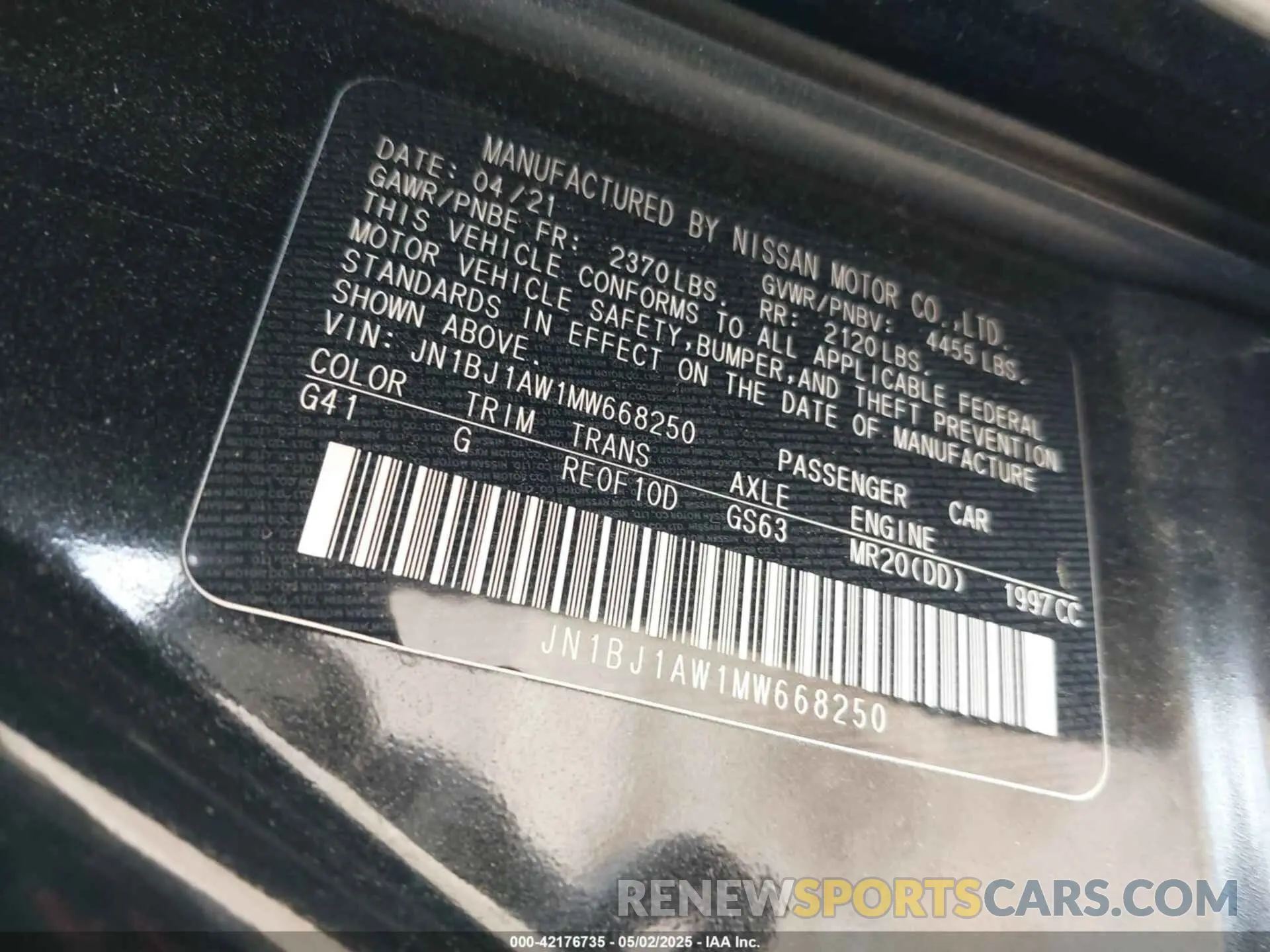 9 Photograph of a damaged car JN1BJ1AW1MW668250 NISSAN ROGUE SPORT 2021