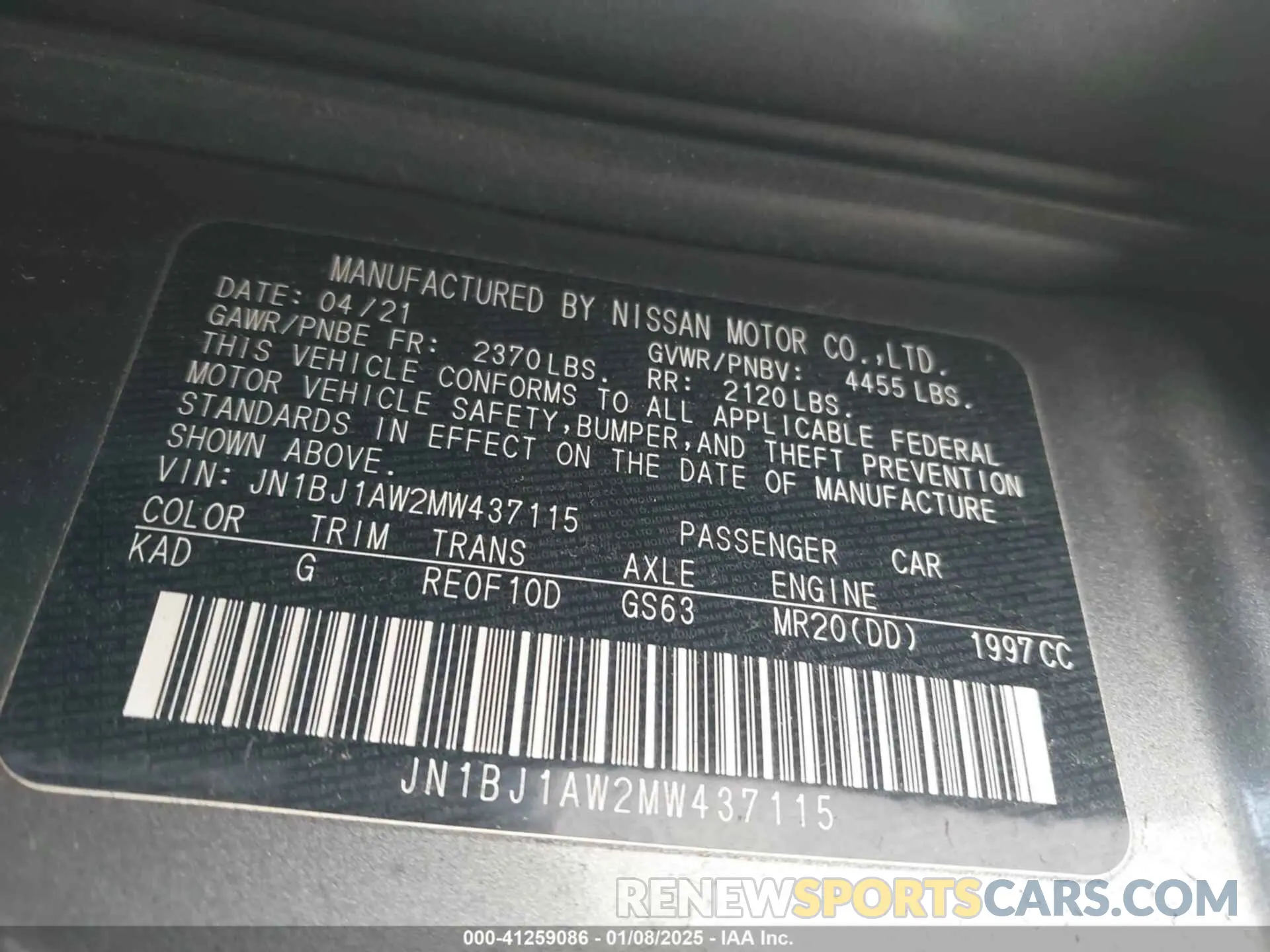 9 Photograph of a damaged car JN1BJ1AW2MW437115 NISSAN ROGUE SPORT 2021
