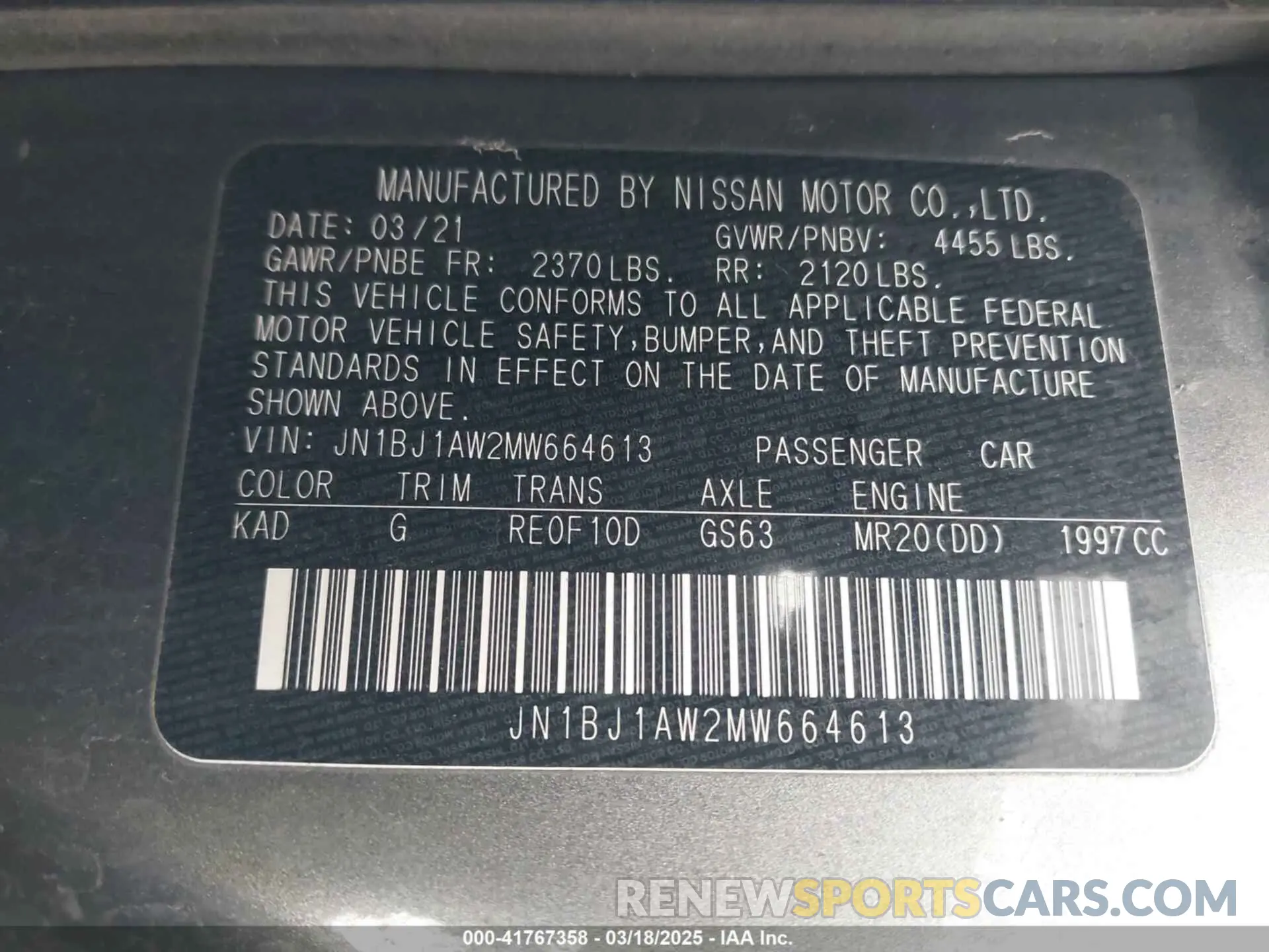 9 Photograph of a damaged car JN1BJ1AW2MW664613 NISSAN ROGUE SPORT 2021