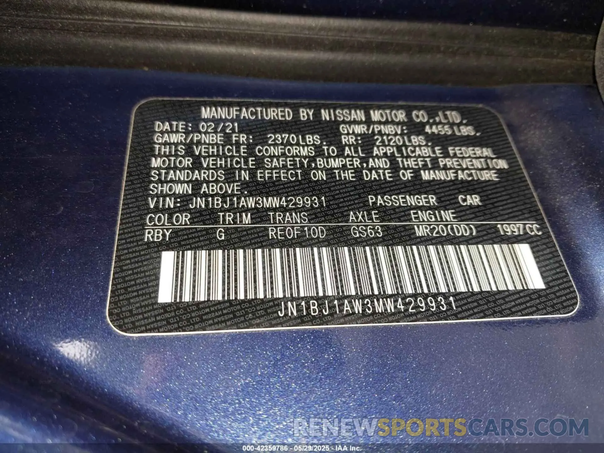 9 Photograph of a damaged car JN1BJ1AW3MW429931 NISSAN ROGUE SPORT 2021