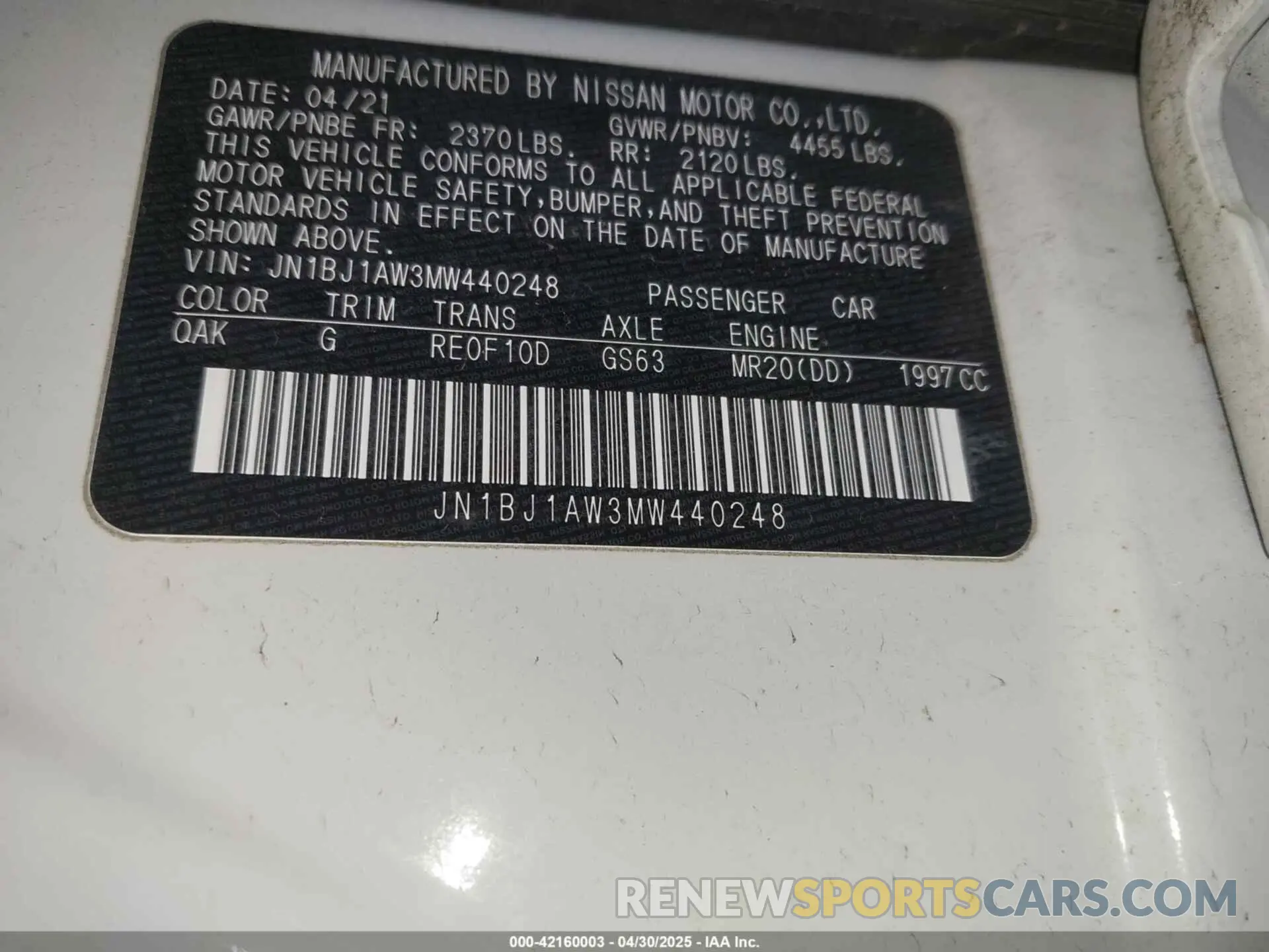9 Photograph of a damaged car JN1BJ1AW3MW440248 NISSAN ROGUE SPORT 2021