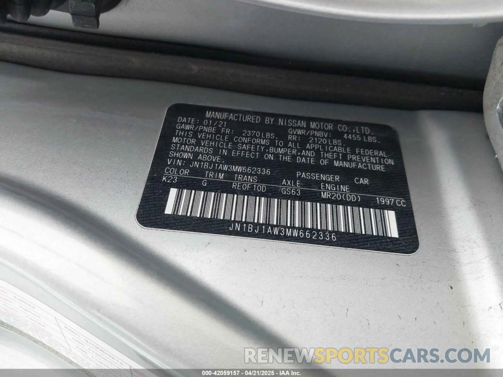 9 Photograph of a damaged car JN1BJ1AW3MW662336 NISSAN ROGUE SPORT 2021