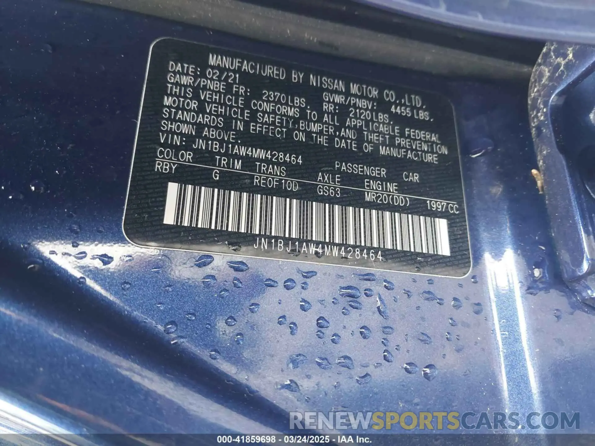 9 Photograph of a damaged car JN1BJ1AW4MW428464 NISSAN ROGUE SPORT 2021