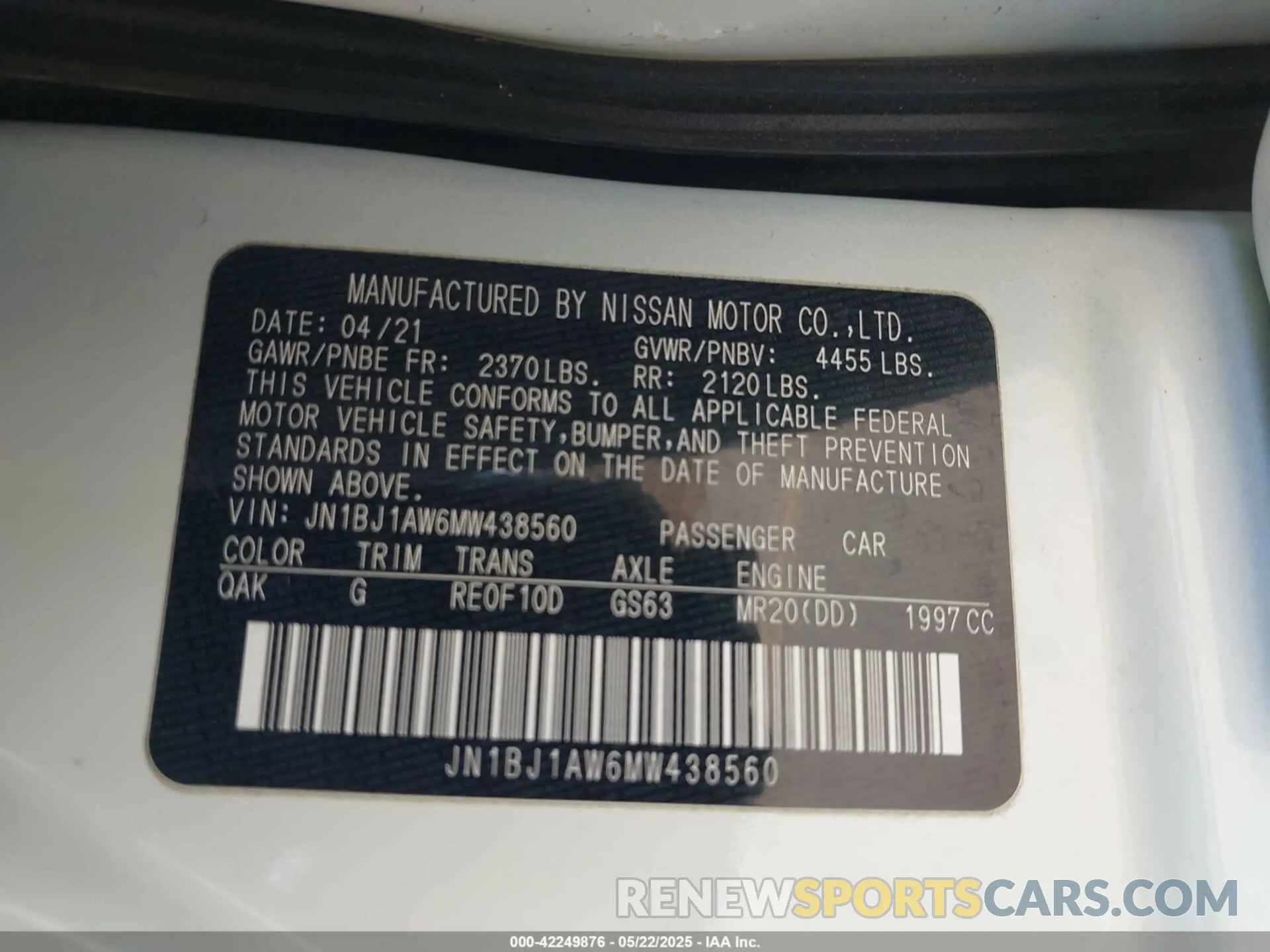 9 Photograph of a damaged car JN1BJ1AW6MW438560 NISSAN ROGUE SPORT 2021