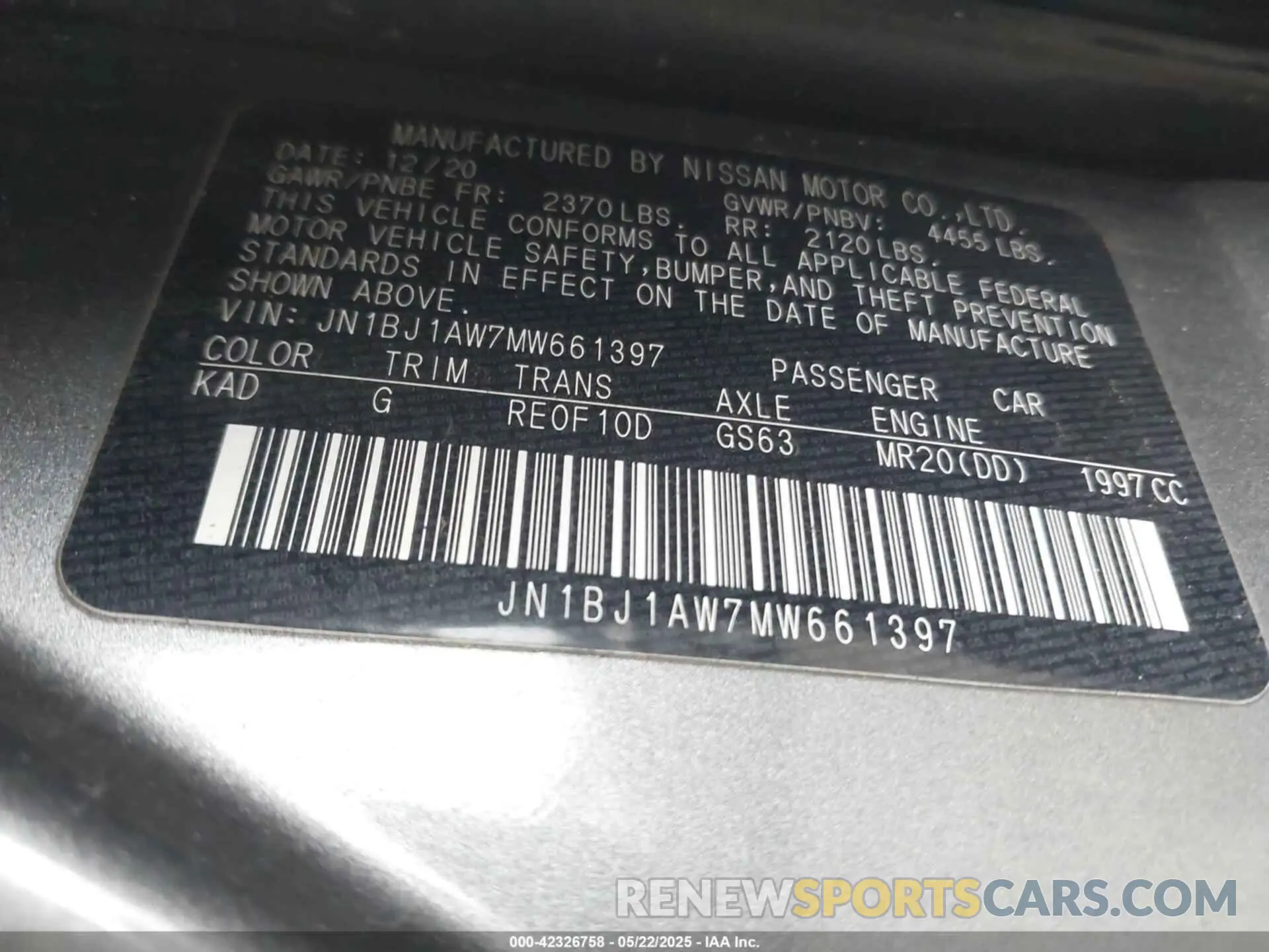 9 Photograph of a damaged car JN1BJ1AW7MW661397 NISSAN ROGUE SPORT 2021