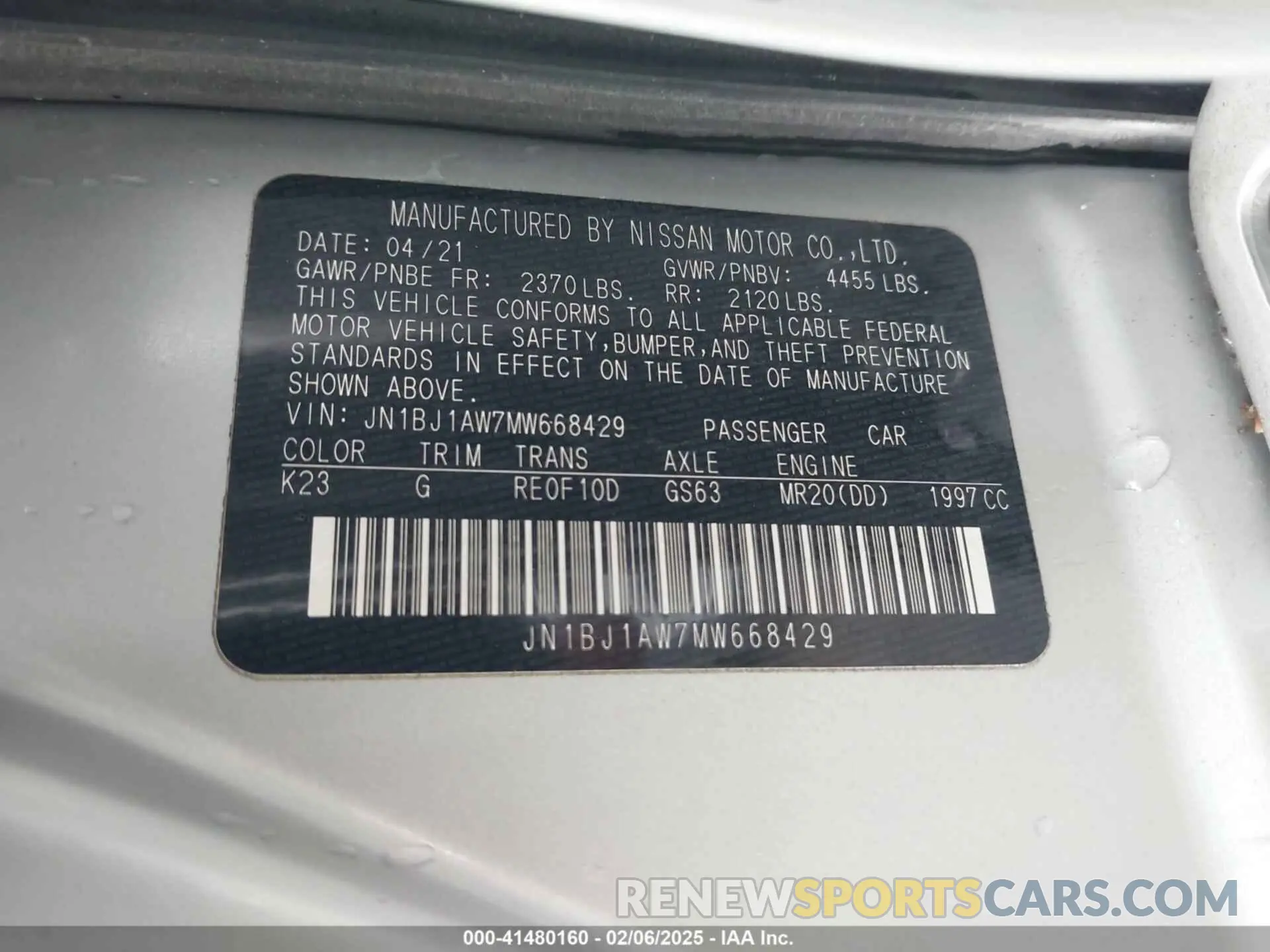 9 Photograph of a damaged car JN1BJ1AW7MW668429 NISSAN ROGUE SPORT 2021