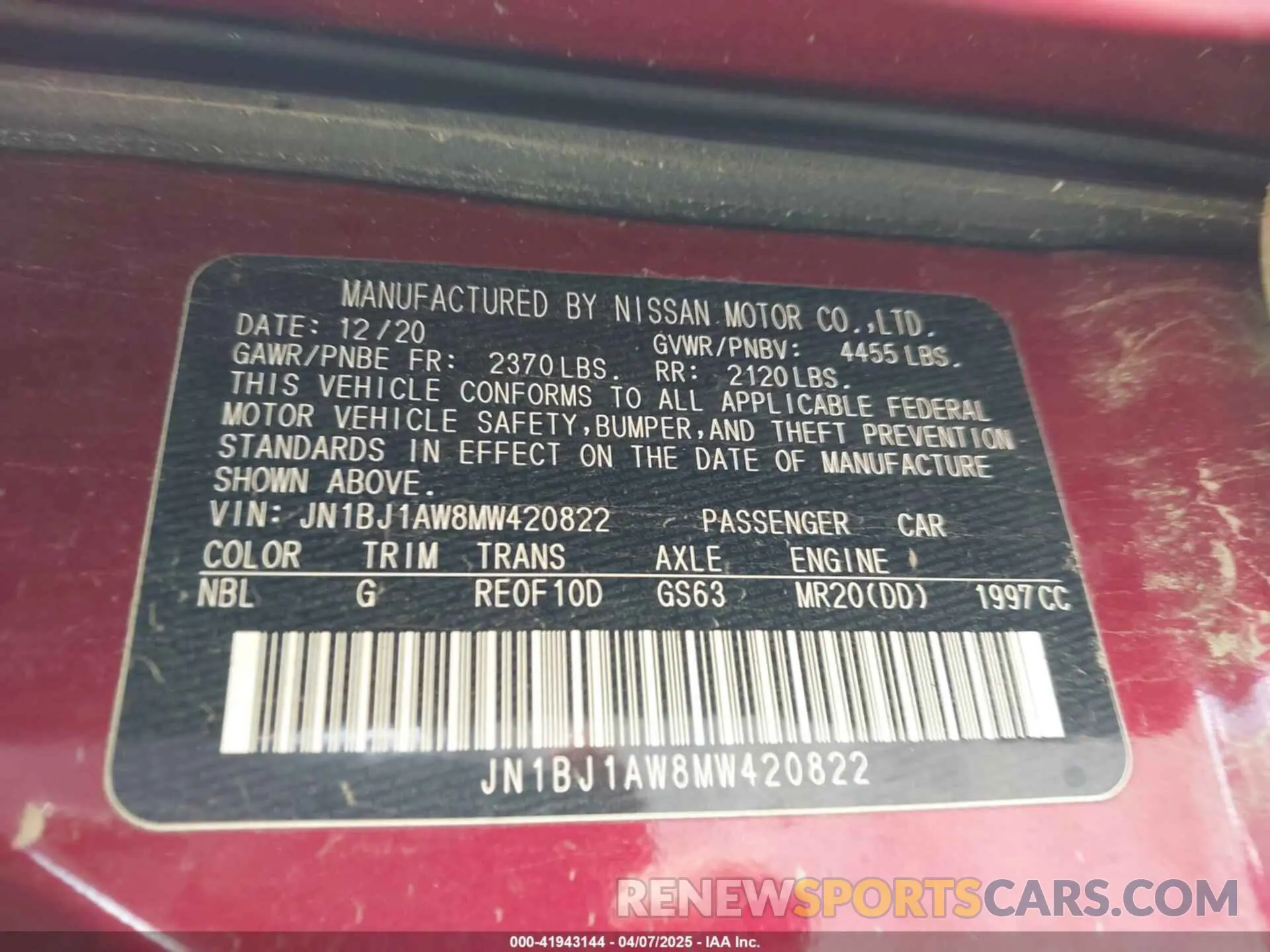 9 Photograph of a damaged car JN1BJ1AW8MW420822 NISSAN ROGUE SPORT 2021