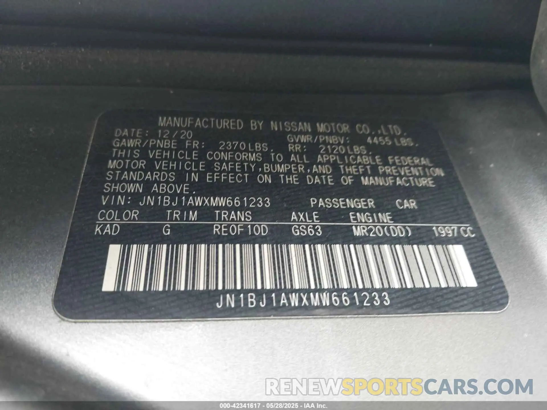 9 Photograph of a damaged car JN1BJ1AWXMW661233 NISSAN ROGUE SPORT 2021