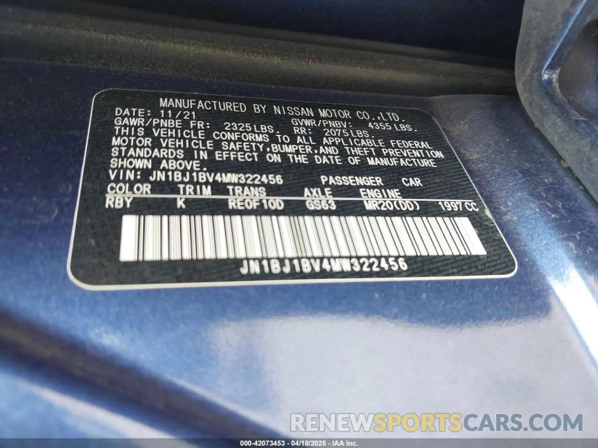 9 Photograph of a damaged car JN1BJ1BV4MW322456 NISSAN ROGUE SPORT 2021