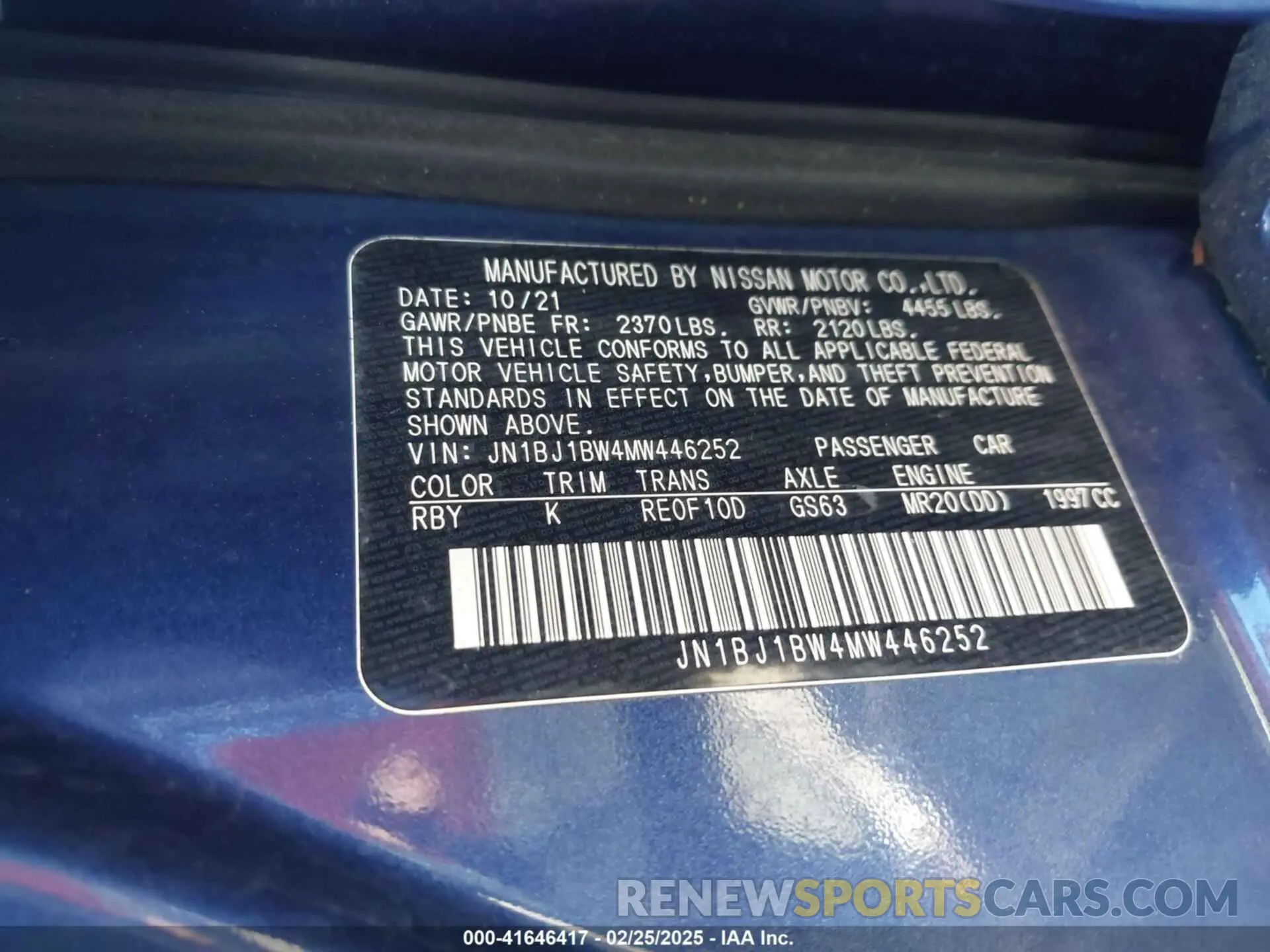 9 Photograph of a damaged car JN1BJ1BW4MW446252 NISSAN ROGUE SPORT 2021
