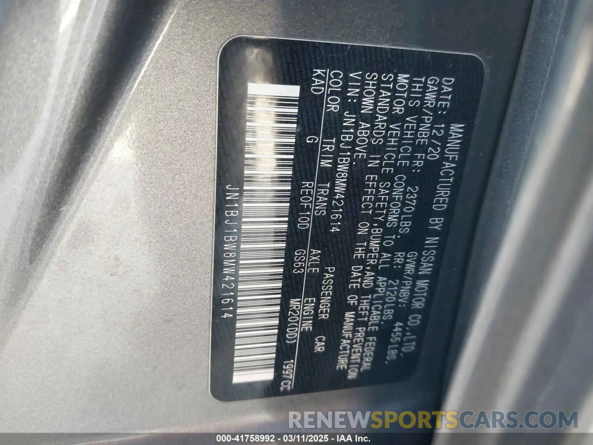 9 Photograph of a damaged car JN1BJ1BW8MW421614 NISSAN ROGUE SPORT 2021